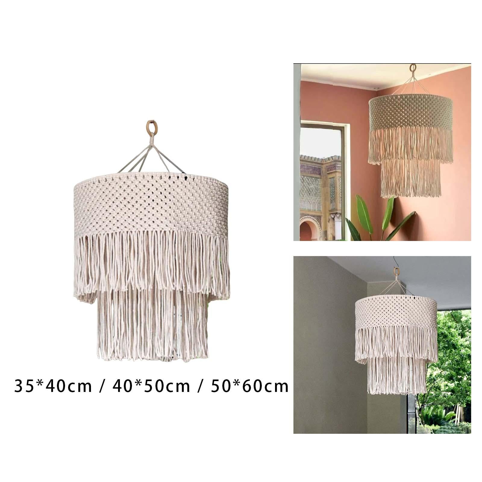 Macrame Lamp Shade Pendant Light Shade Only Tassel Lampshade for Living Room 35cmx45cm