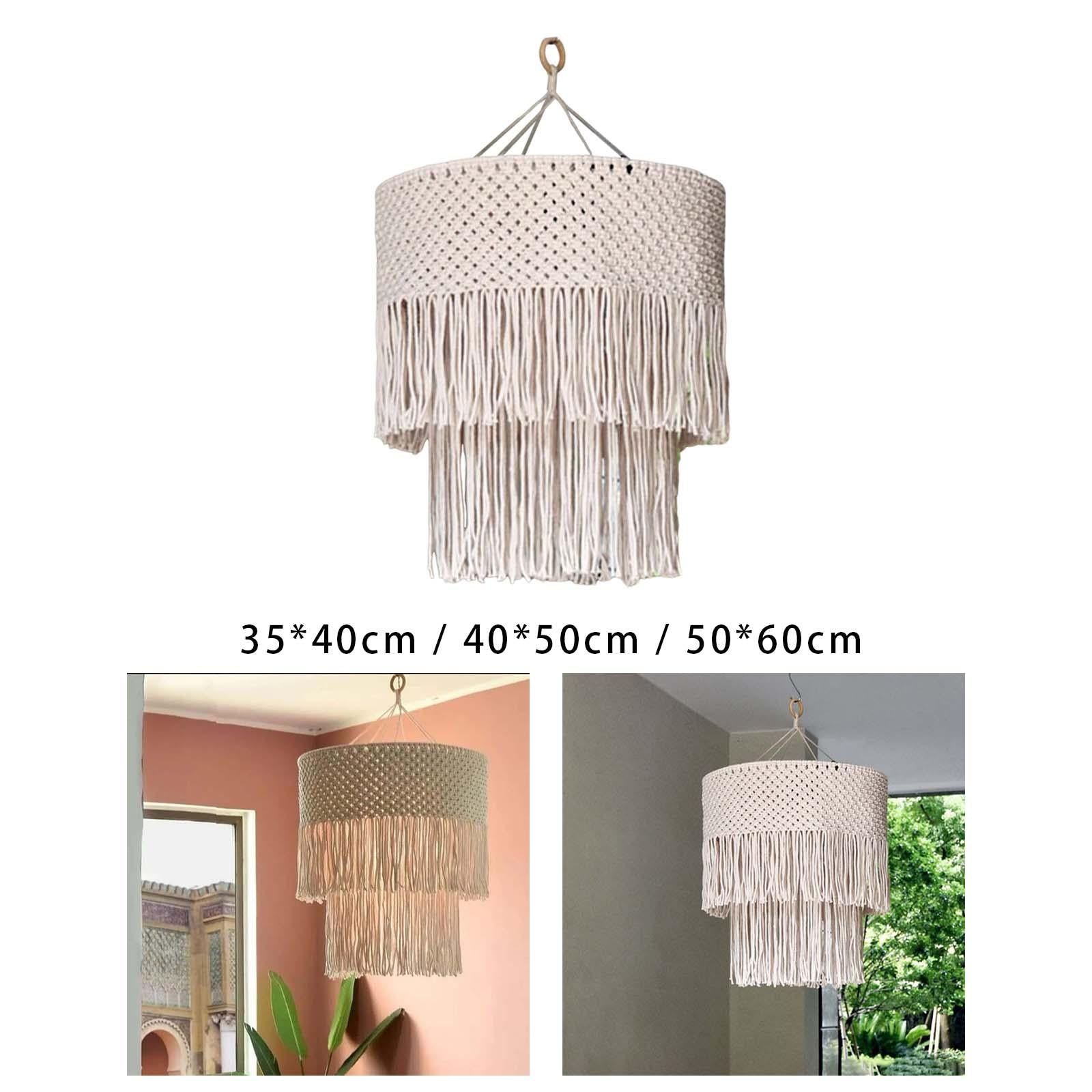 Macrame Lamp Shade Pendant Light Shade Only Tassel Lampshade for Living Room 35cmx45cm