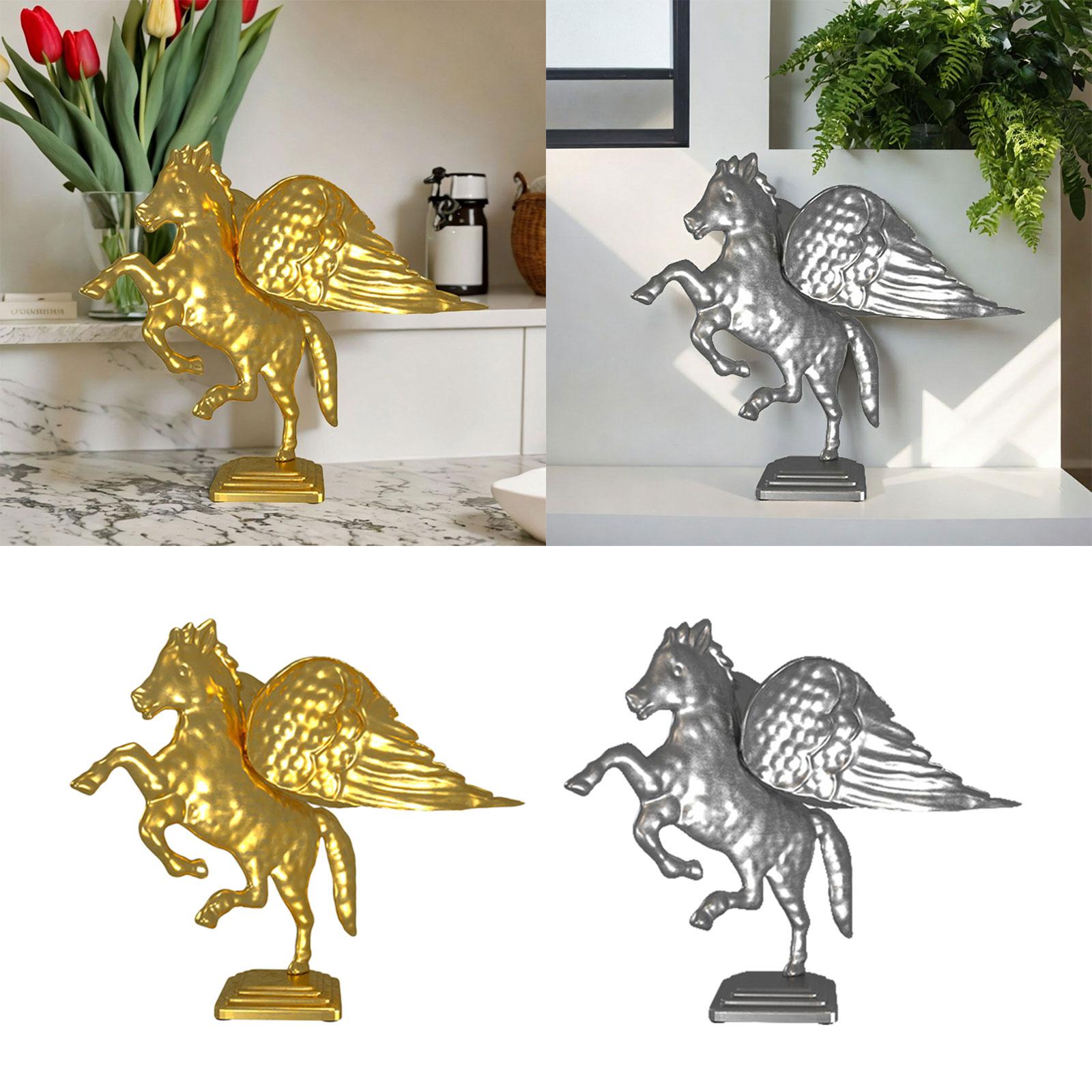 Metal Horse Statue Figurines Creative Bedroom Housewarming Animal Sculptures Aureate
