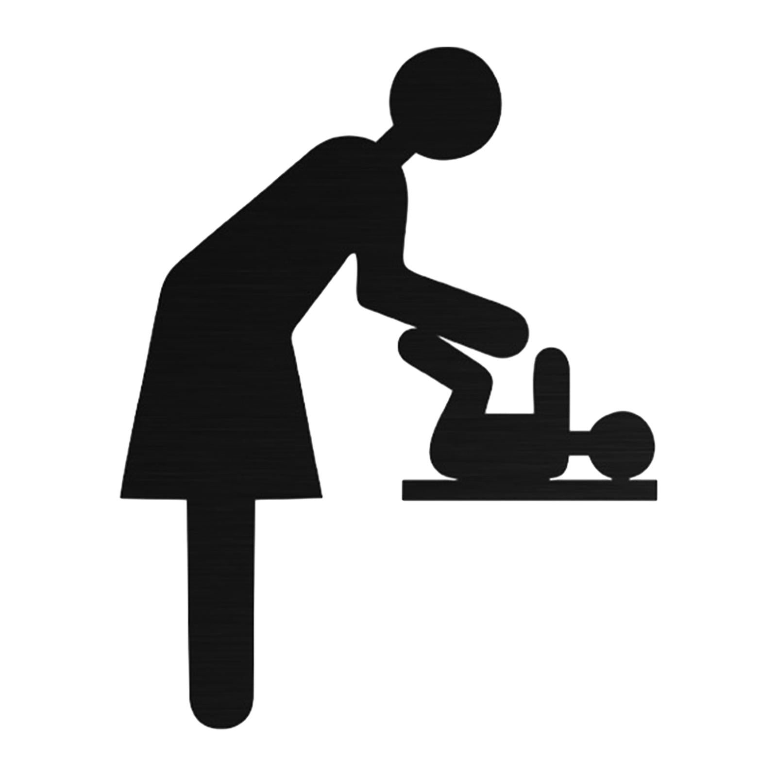 Mother Room Sign Diaper Change Door Sign Stainless Steel for Shopping Centers Black