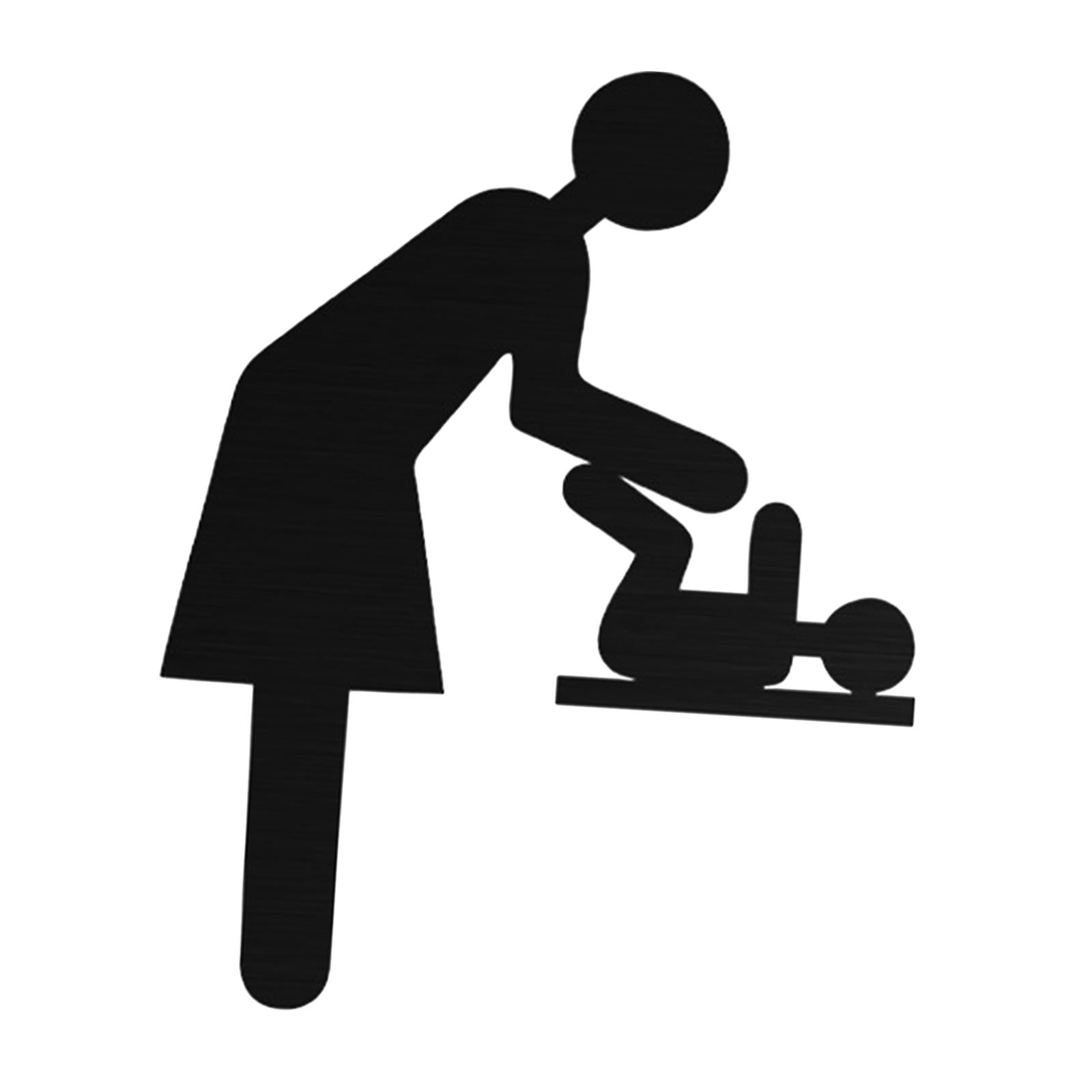 Mother Room Sign Diaper Change Door Sign Stainless Steel for Shopping Centers Black