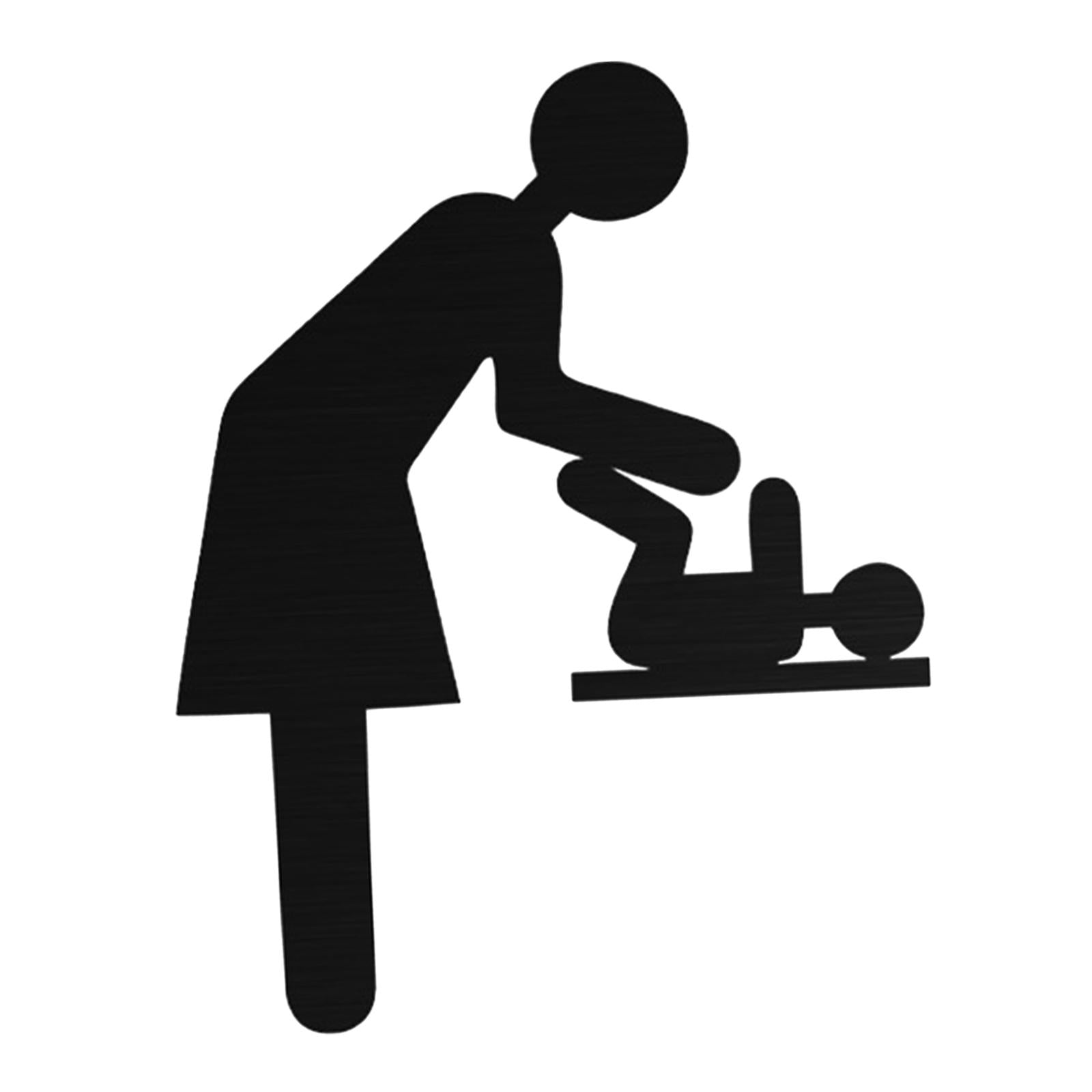 Mother Room Sign Diaper Change Door Sign Stainless Steel for Shopping Centers Black