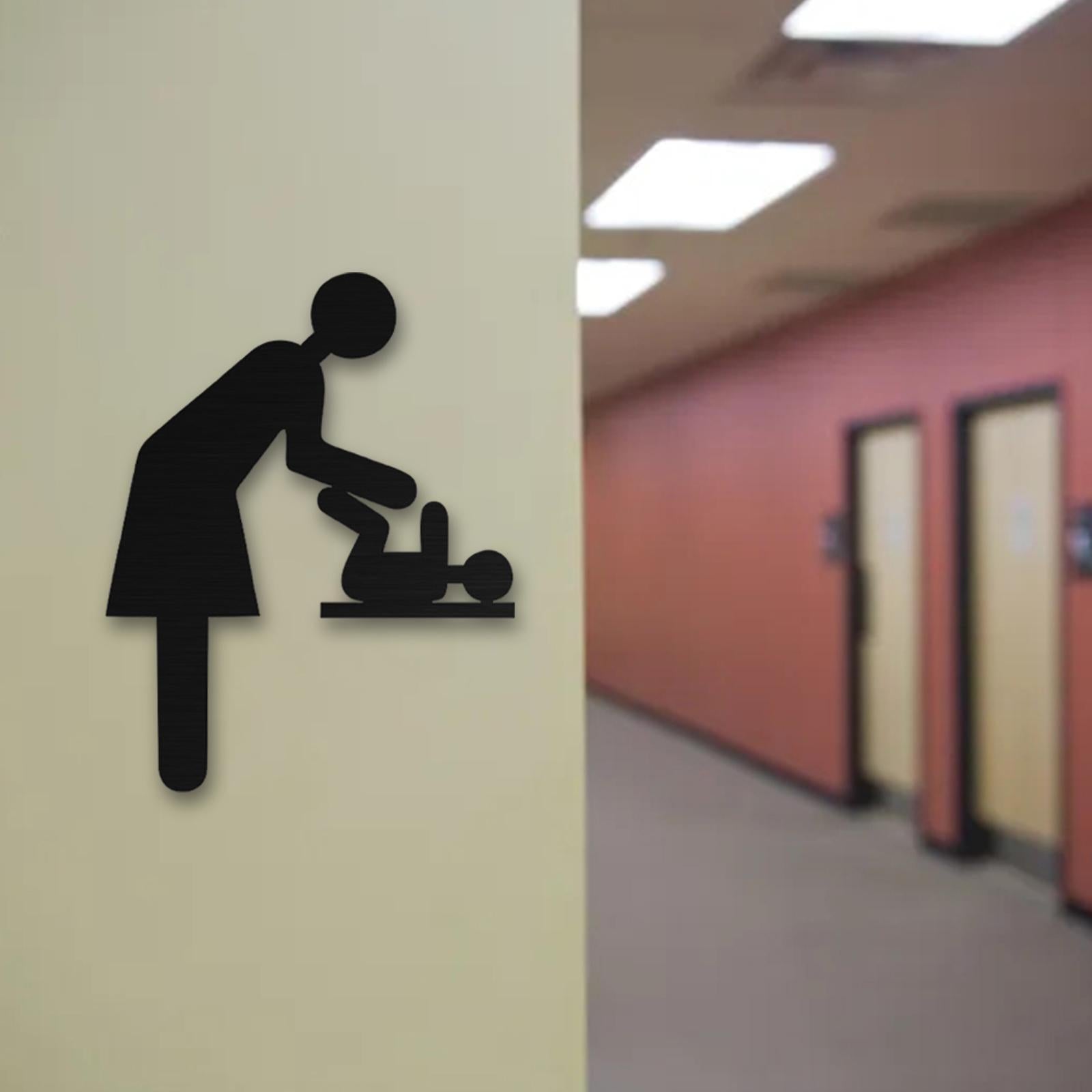 Mother Room Sign Diaper Change Door Sign Stainless Steel for Shopping Centers Black