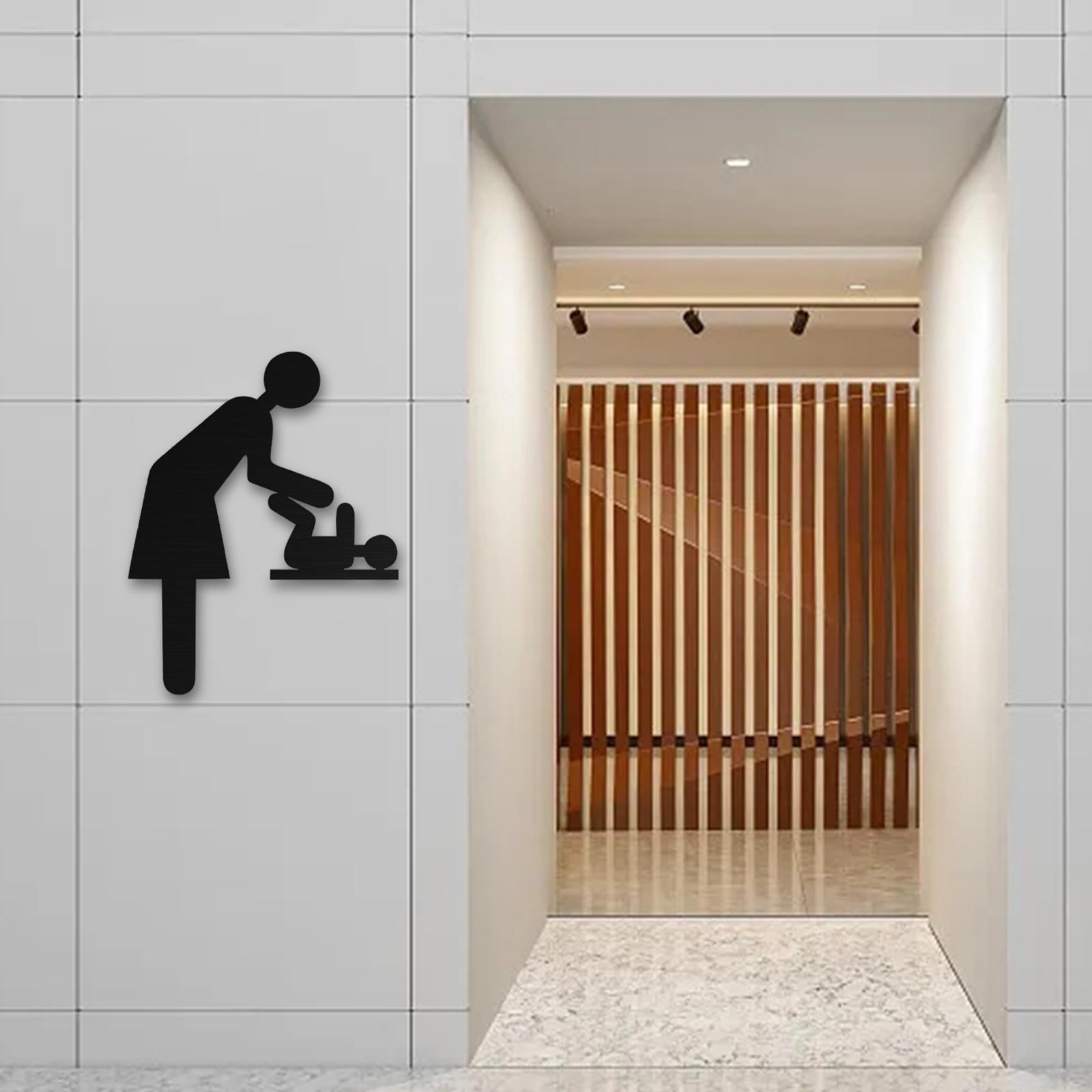 Mother Room Sign Diaper Change Door Sign Stainless Steel for Shopping Centers Black