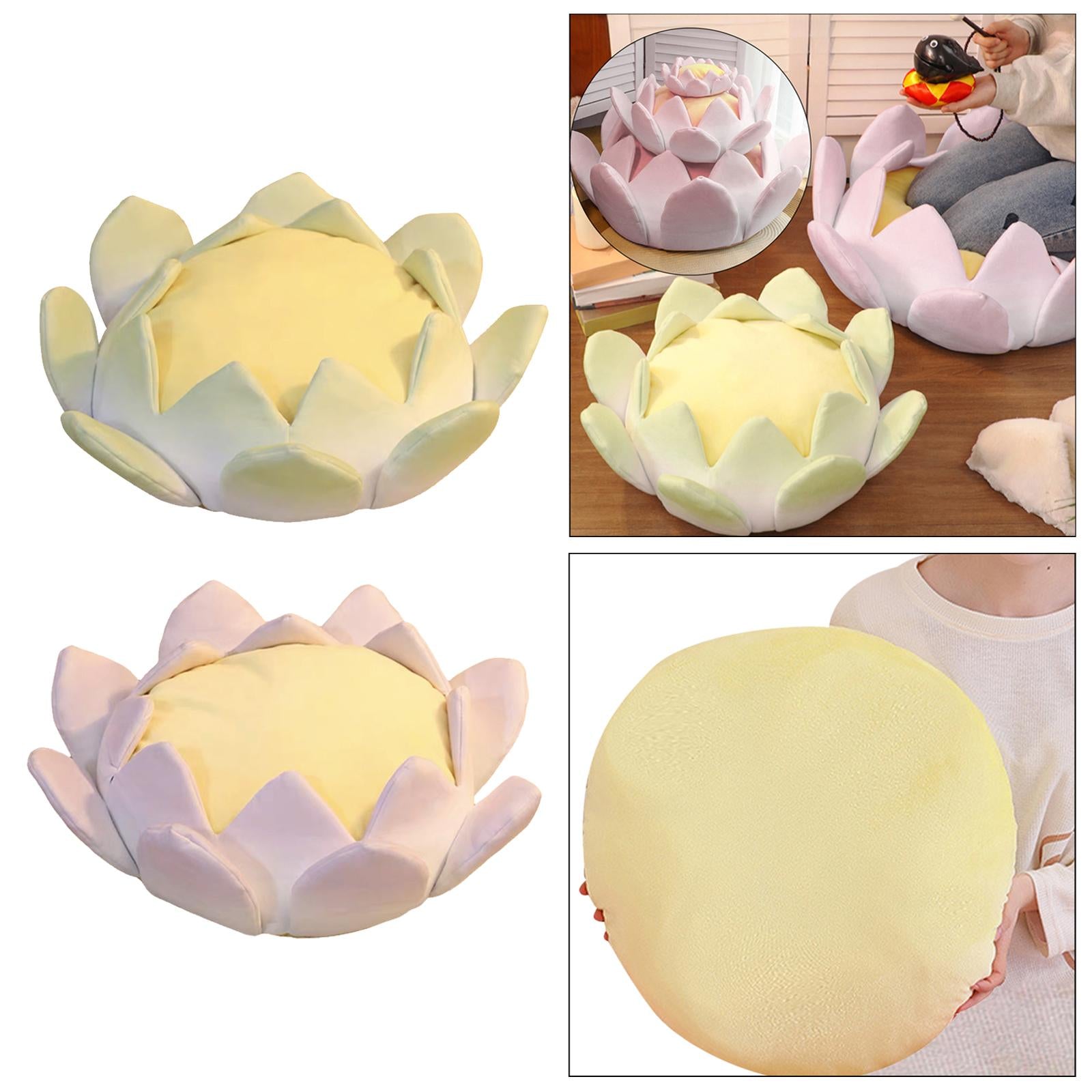 Lotus Cushion Soft Plush Women Lotus Throne for Living Room Yoga green S