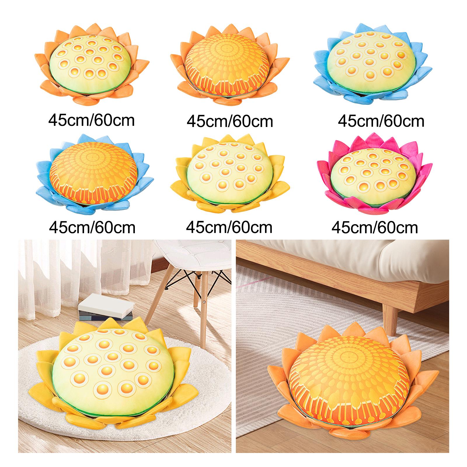 Floor Pillow Patio Flower Shaped Tatami Cushion for Living Room Dorm 45cm Orange Lotus