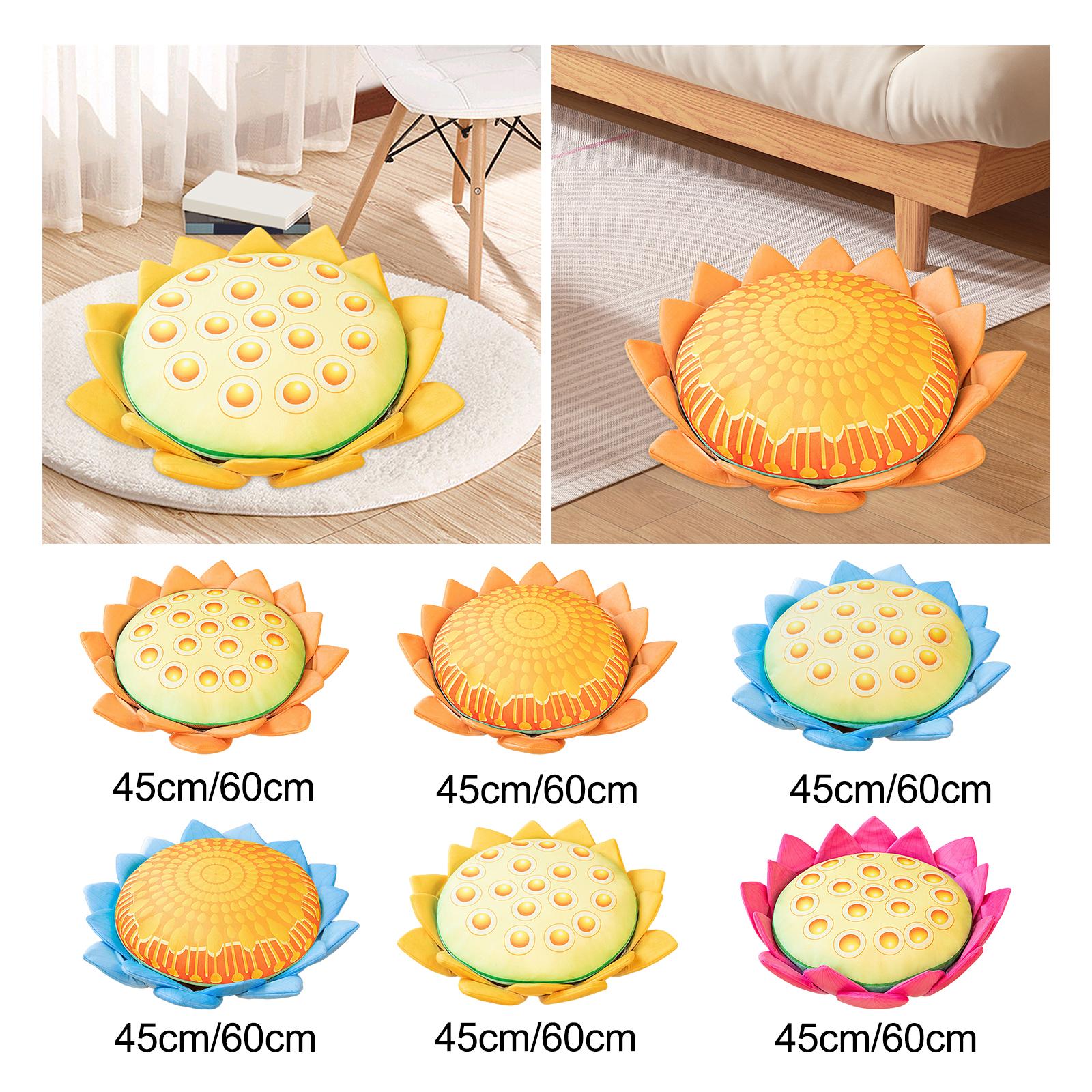 Floor Pillow Patio Flower Shaped Tatami Cushion for Living Room Dorm 45cm Orange Lotus