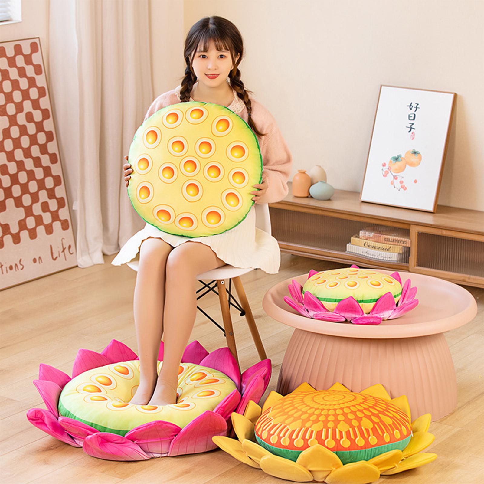 Floor Pillow Patio Flower Shaped Tatami Cushion for Living Room Dorm 45cm Orange Buddha Flower