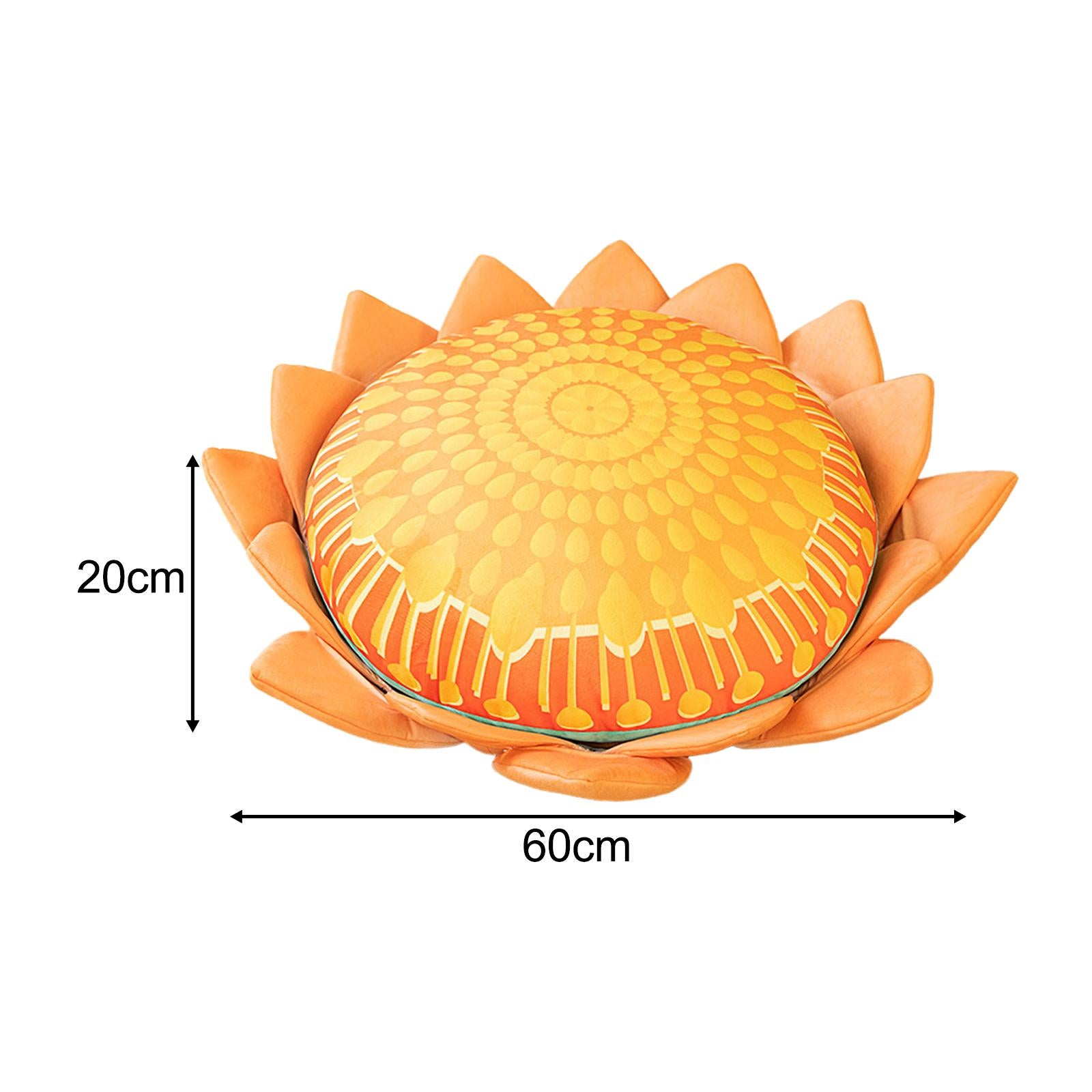 Floor Pillow Patio Flower Shaped Tatami Cushion for Living Room Dorm 60cm Orange Buddha Flower