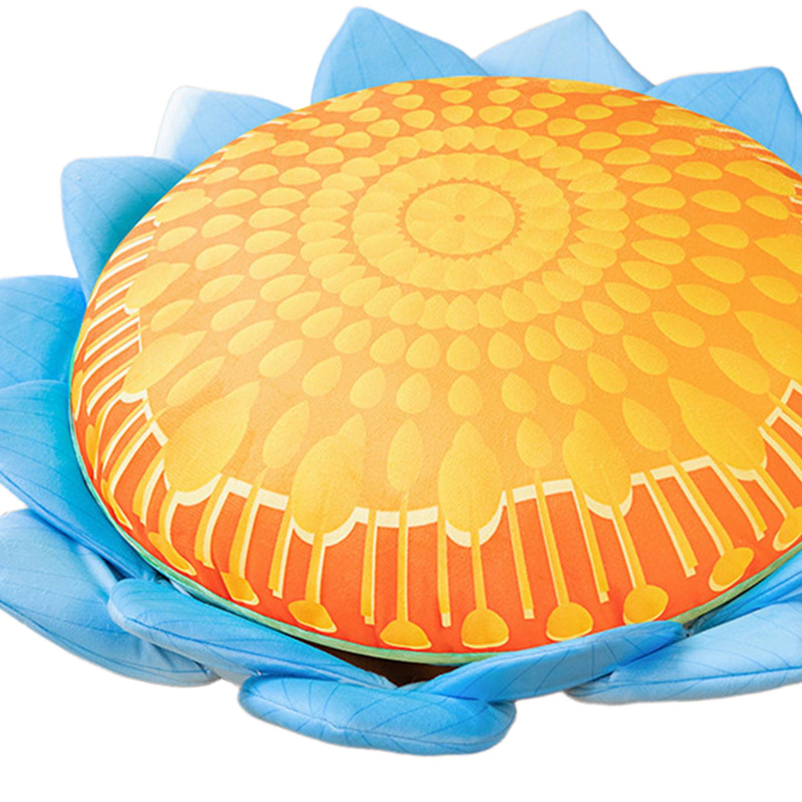 Floor Pillow Patio Flower Shaped Tatami Cushion for Living Room Dorm 60cm Buddha Blue Flower