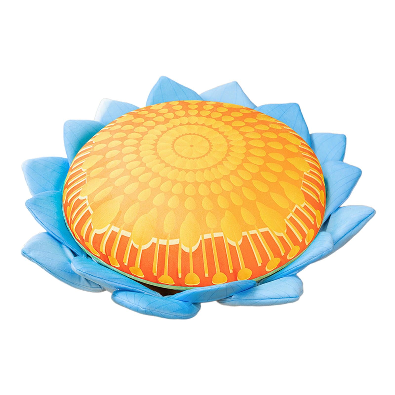 Floor Pillow Patio Flower Shaped Tatami Cushion for Living Room Dorm 60cm Buddha Blue Flower