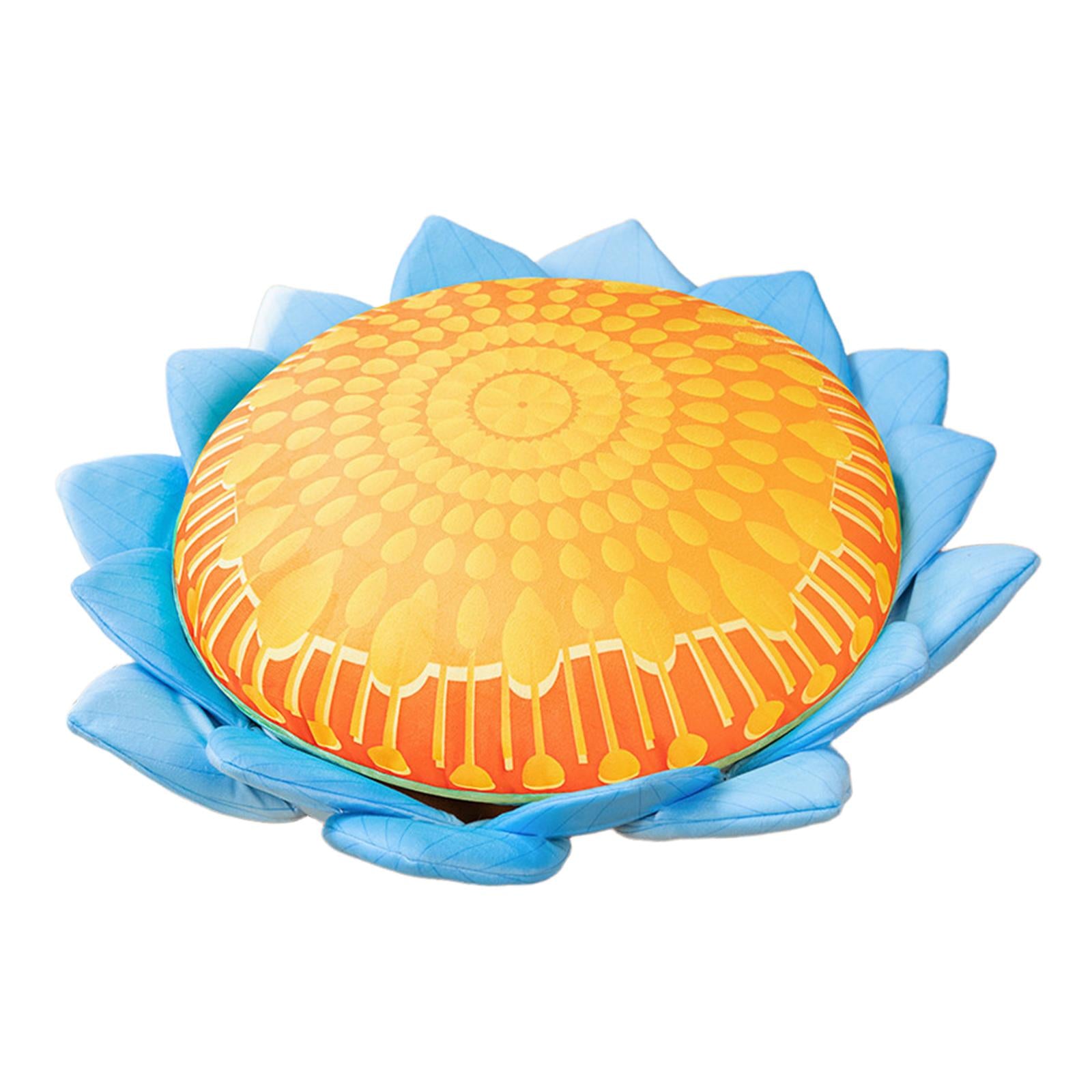 Floor Pillow Patio Flower Shaped Tatami Cushion for Living Room Dorm 60cm Buddha Blue Flower