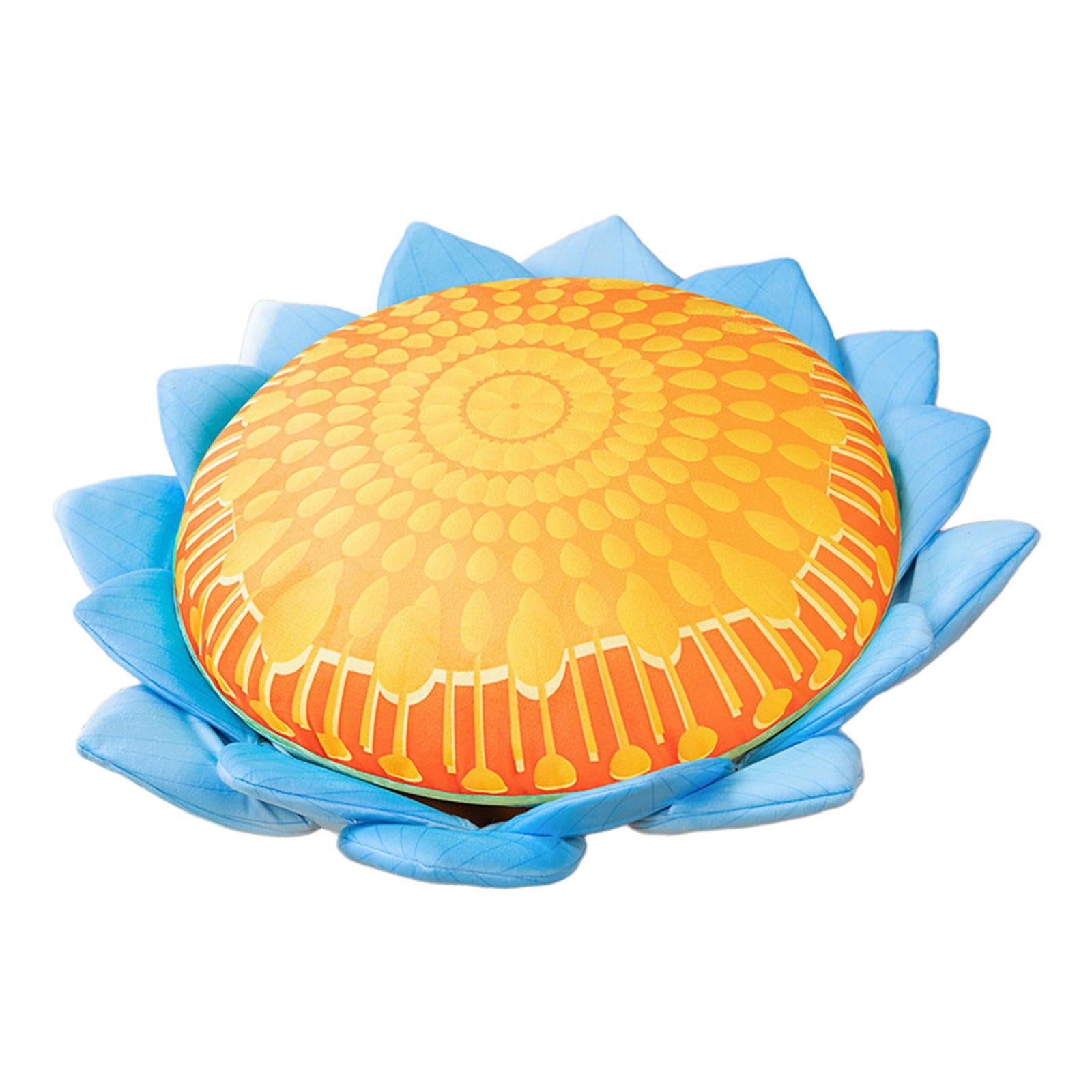 Floor Pillow Patio Flower Shaped Tatami Cushion for Living Room Dorm 60cm Buddha Blue Flower