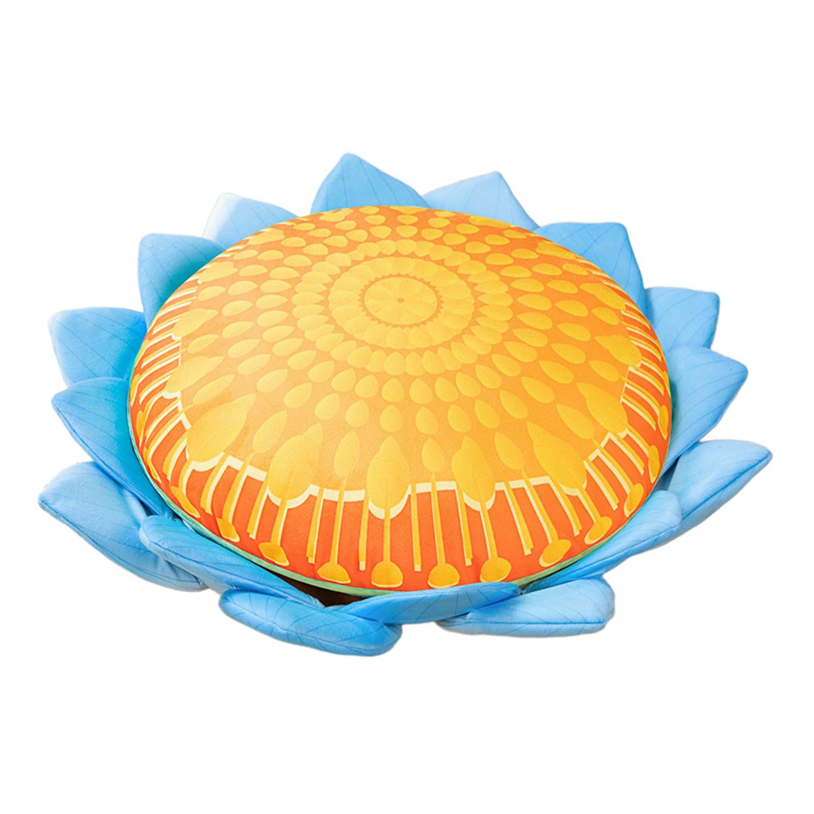 Floor Pillow Patio Flower Shaped Tatami Cushion for Living Room Dorm 60cm Buddha Blue Flower