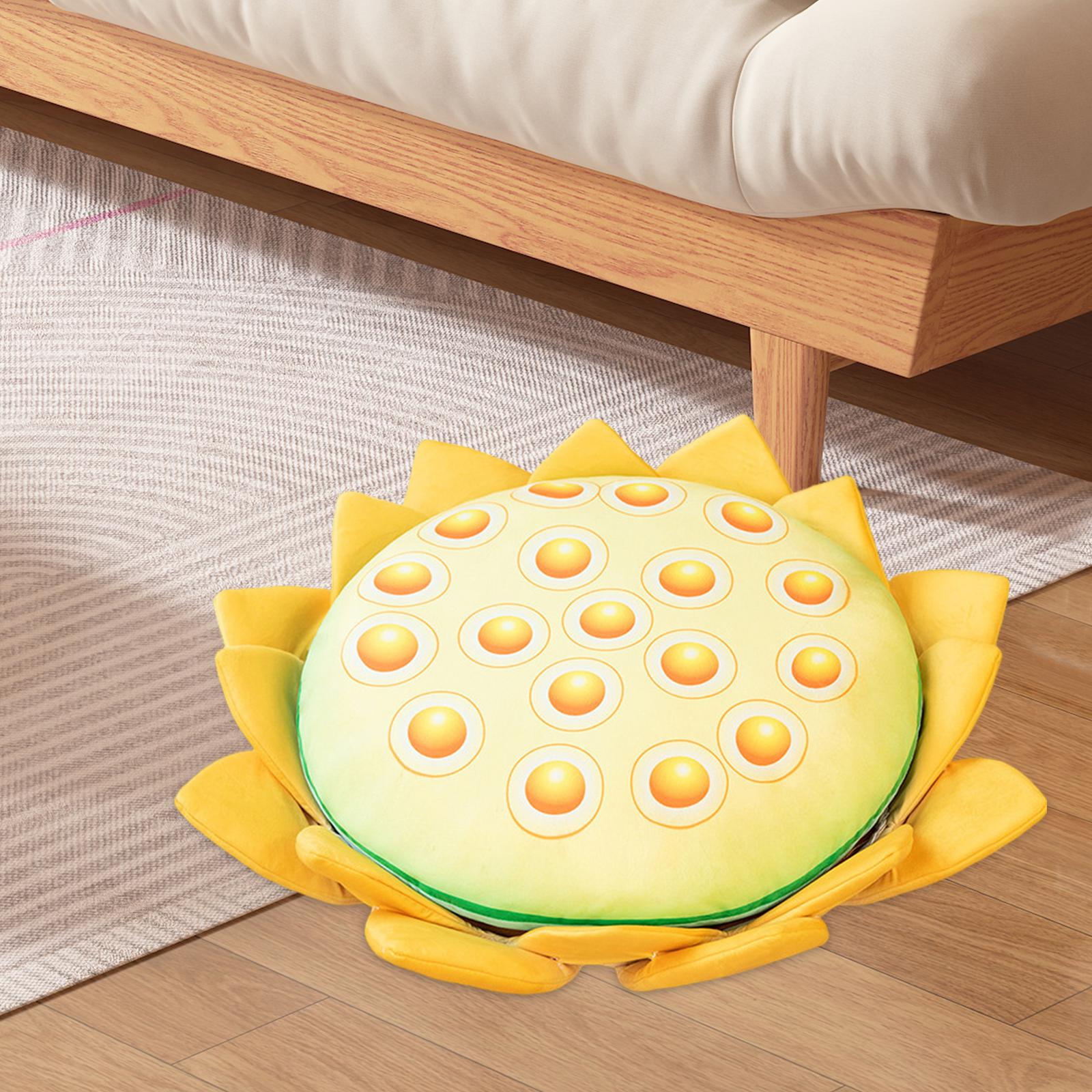 Floor Pillow Patio Flower Shaped Tatami Cushion for Living Room Dorm 60cm Lotus Yellow