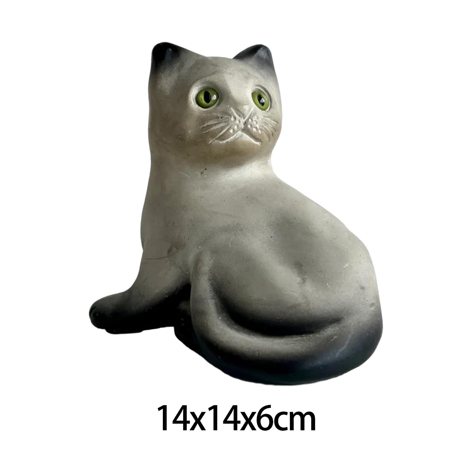 Cat Statue Resin Ornament Art Figurine for Outside Balcony Table Centerpiece