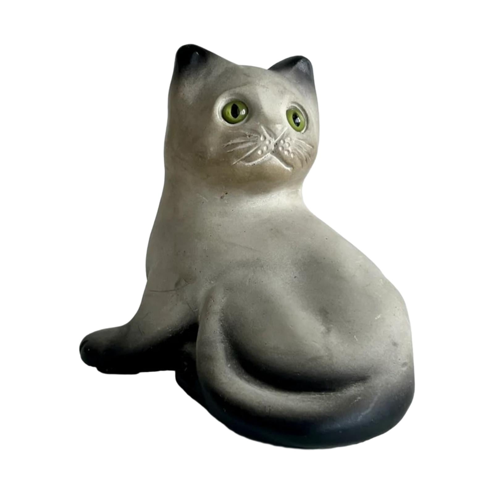 Cat Statue Resin Ornament Art Figurine for Outside Balcony Table Centerpiece