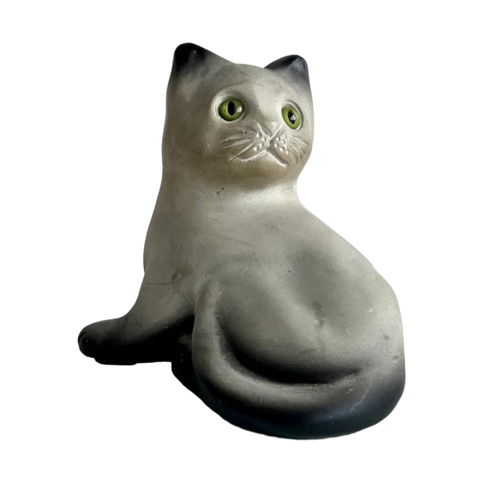 Cat Statue Resin Ornament Art Figurine for Outside Balcony Table Centerpiece