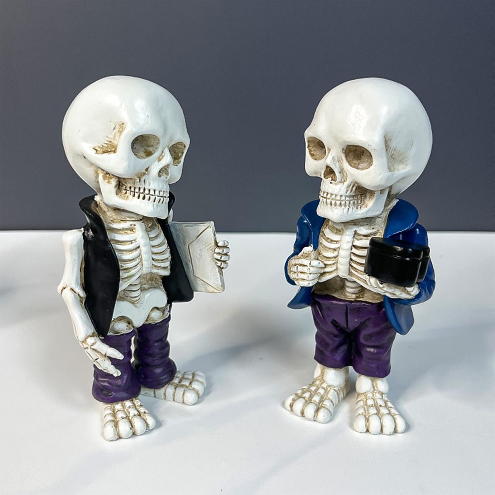 Skeleton Figurine Sculpture Skull Statue for Home Shelf Halloween Party Style B