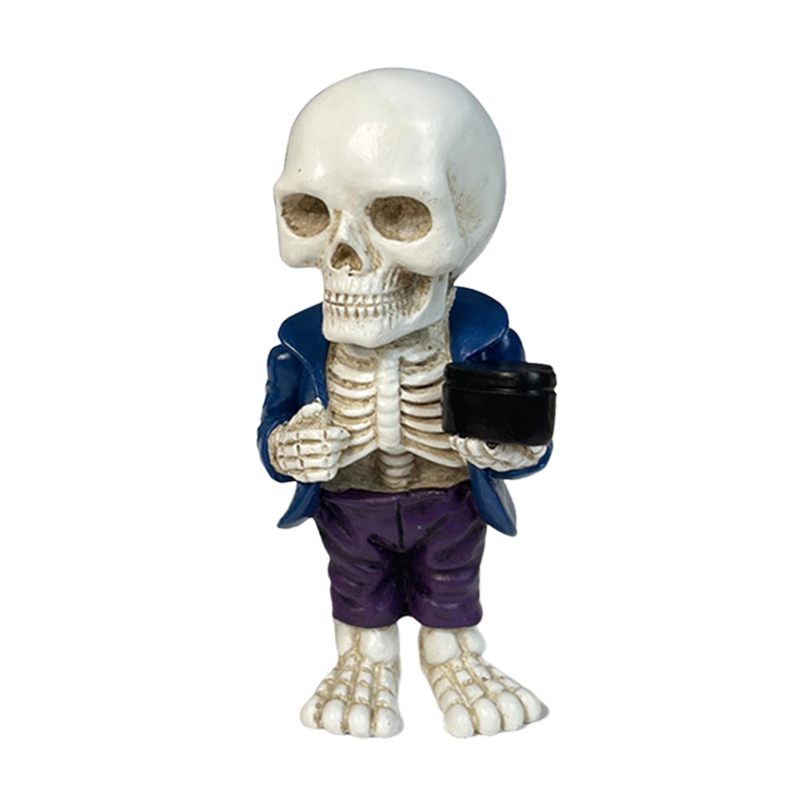 Skeleton Figurine Sculpture Skull Statue for Home Shelf Halloween Party Style C