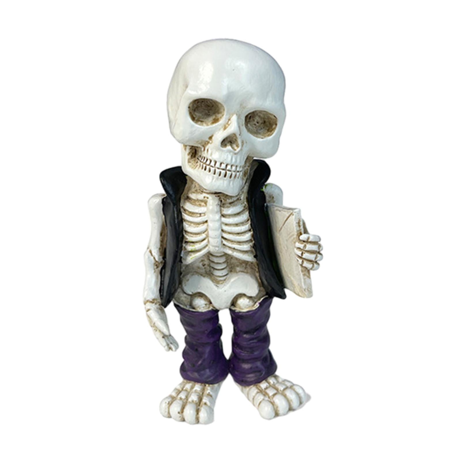 Skeleton Figurine Sculpture Skull Statue for Home Shelf Halloween Party Style D