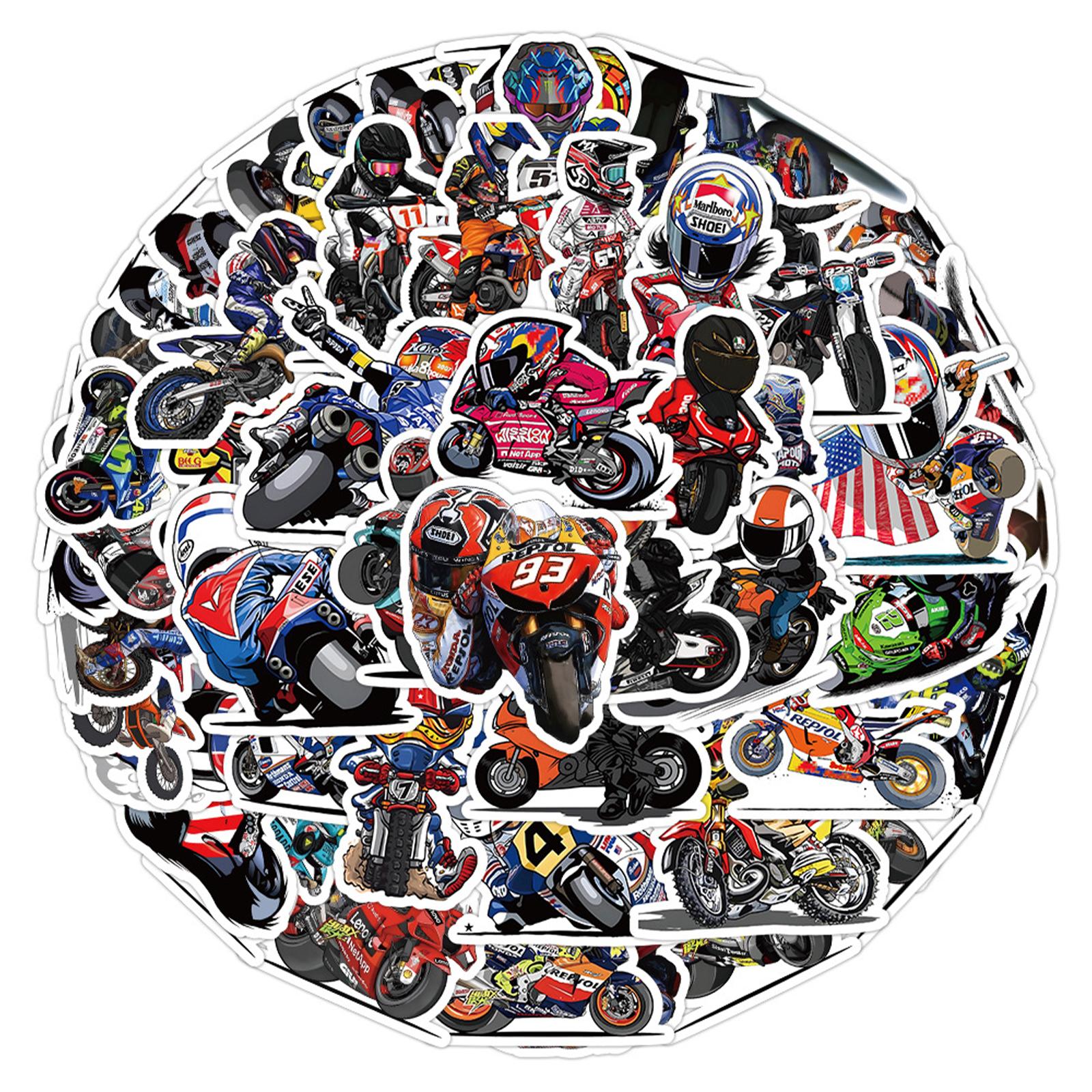 50Pcs Motorcycle Stickers DIY Motocross Stickers for Phone Laptop Skateboard