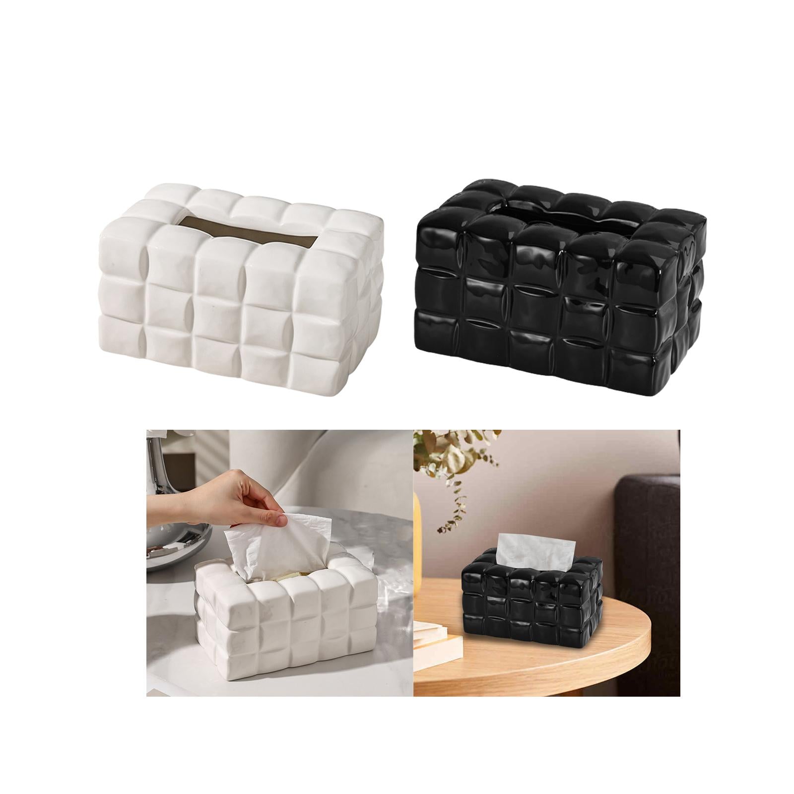Tissue Box Cover Paper Box Storage Napkin Case for Cafe Household Countertop White