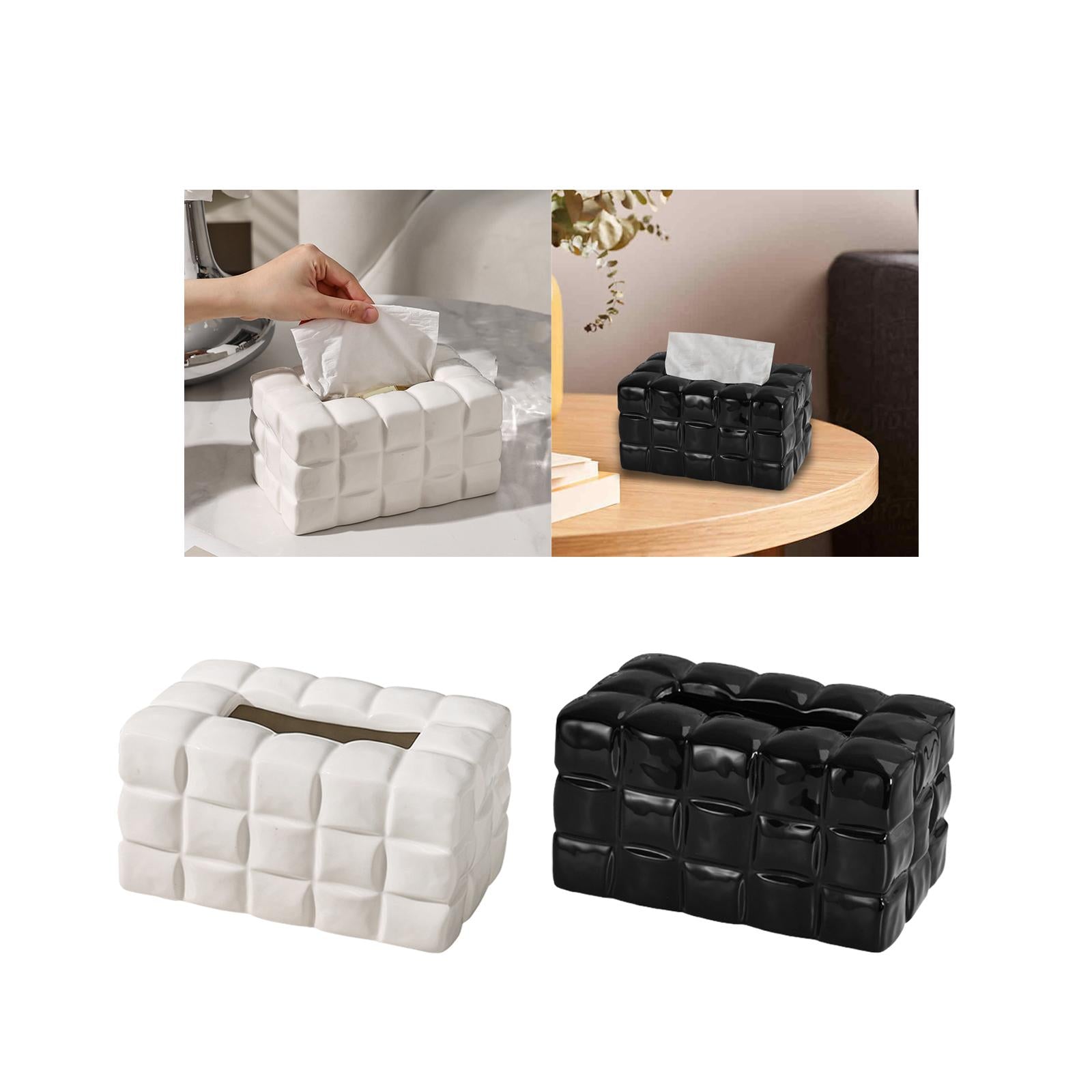 Tissue Box Cover Paper Box Storage Napkin Case for Cafe Household Countertop White
