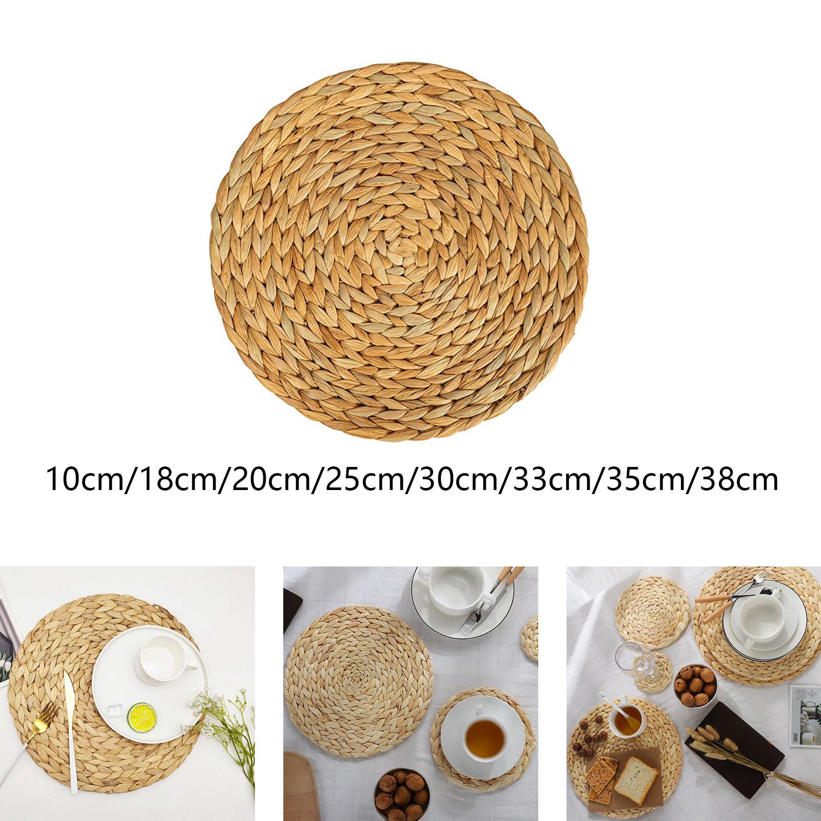 Woven Placemats Heat Resistant Pads Dishes Indoor Coffee Cup Round Table Mat 10cm