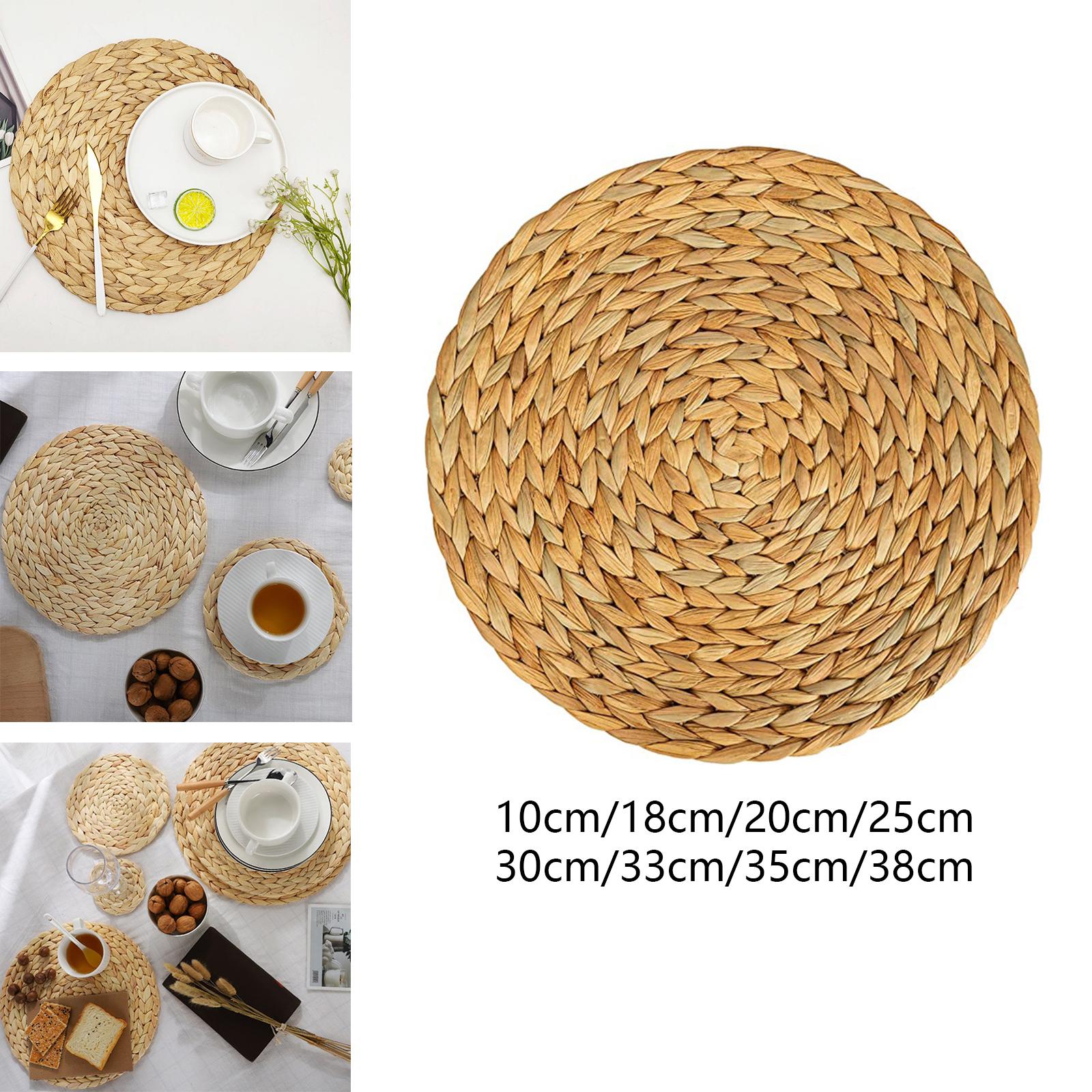 Woven Placemats Heat Resistant Pads Dishes Indoor Coffee Cup Round Table Mat 10cm