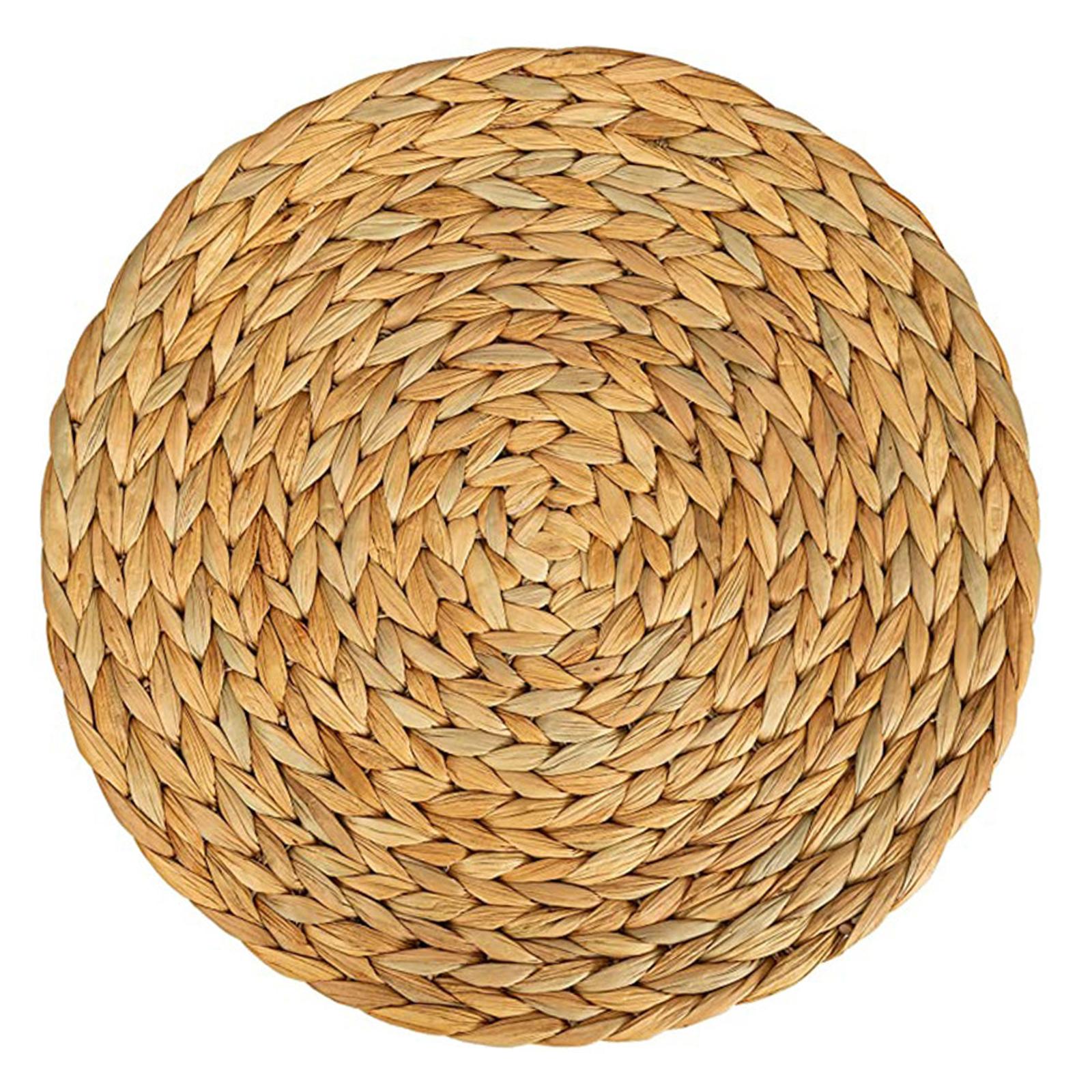 Woven Placemats Heat Resistant Pads Dishes Indoor Coffee Cup Round Table Mat 33cm