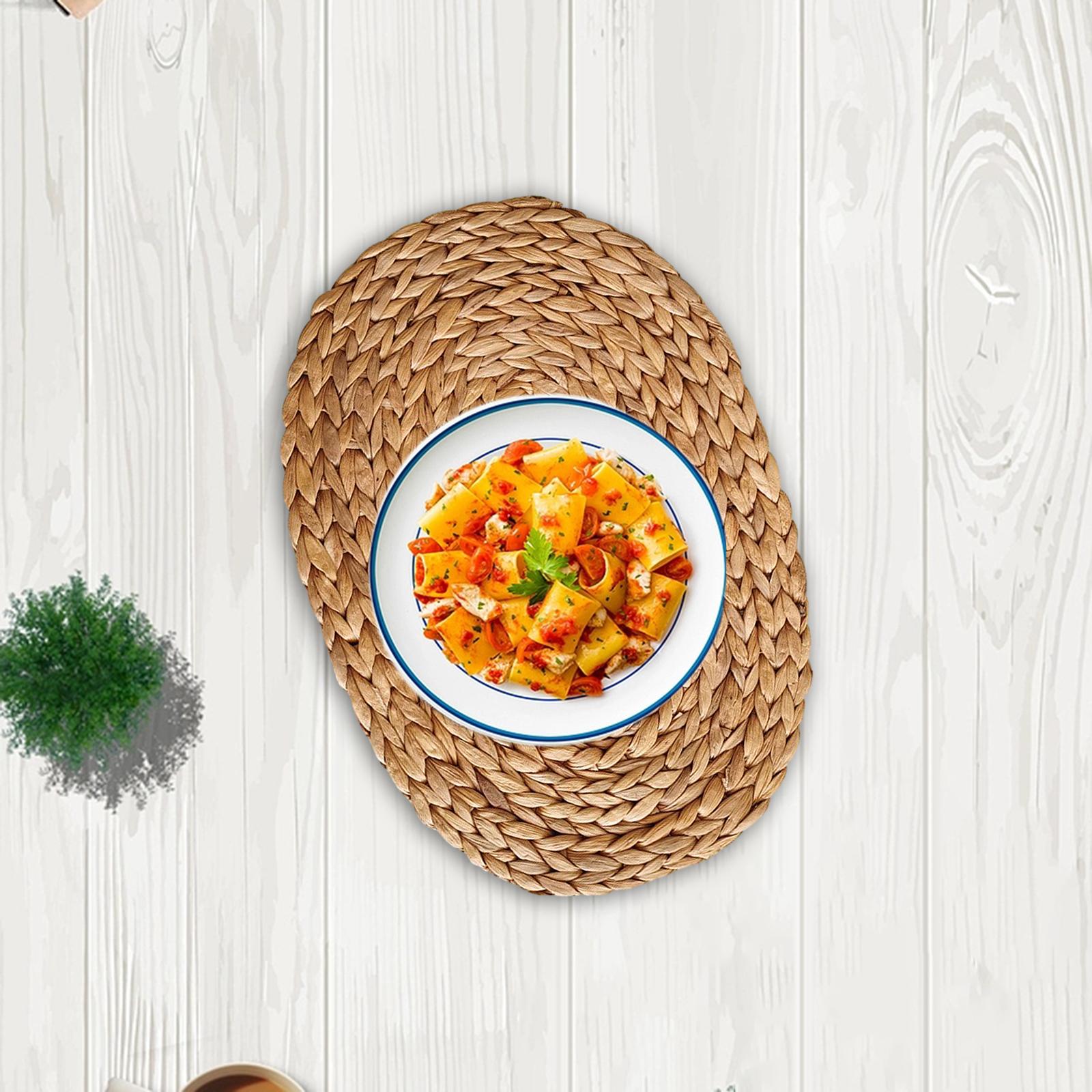 Table Mat Countertop Tea Pot Bowls Indoor Hotel Dining Decor Woven Placemats Oval 30cmx40cm
