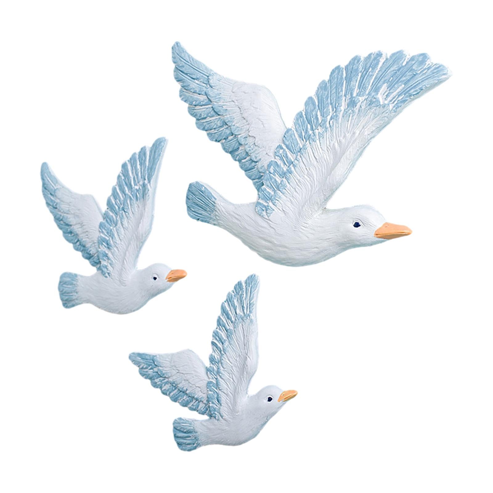 3 Pieces Seagull Wall Decor Hand Crafted 3D for Beach Livingroom Living Room