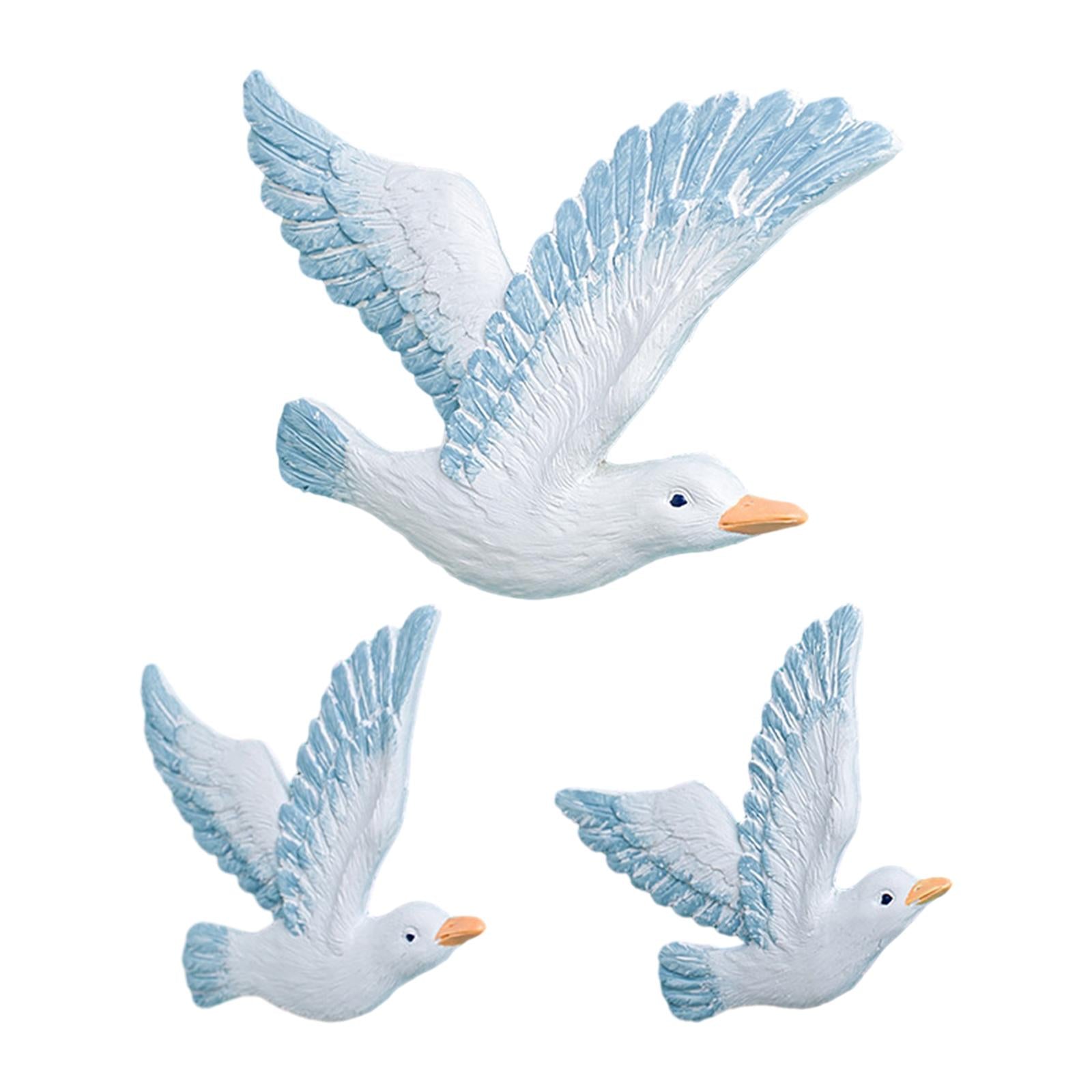 3 Pieces Seagull Wall Decor Hand Crafted 3D for Beach Livingroom Living Room