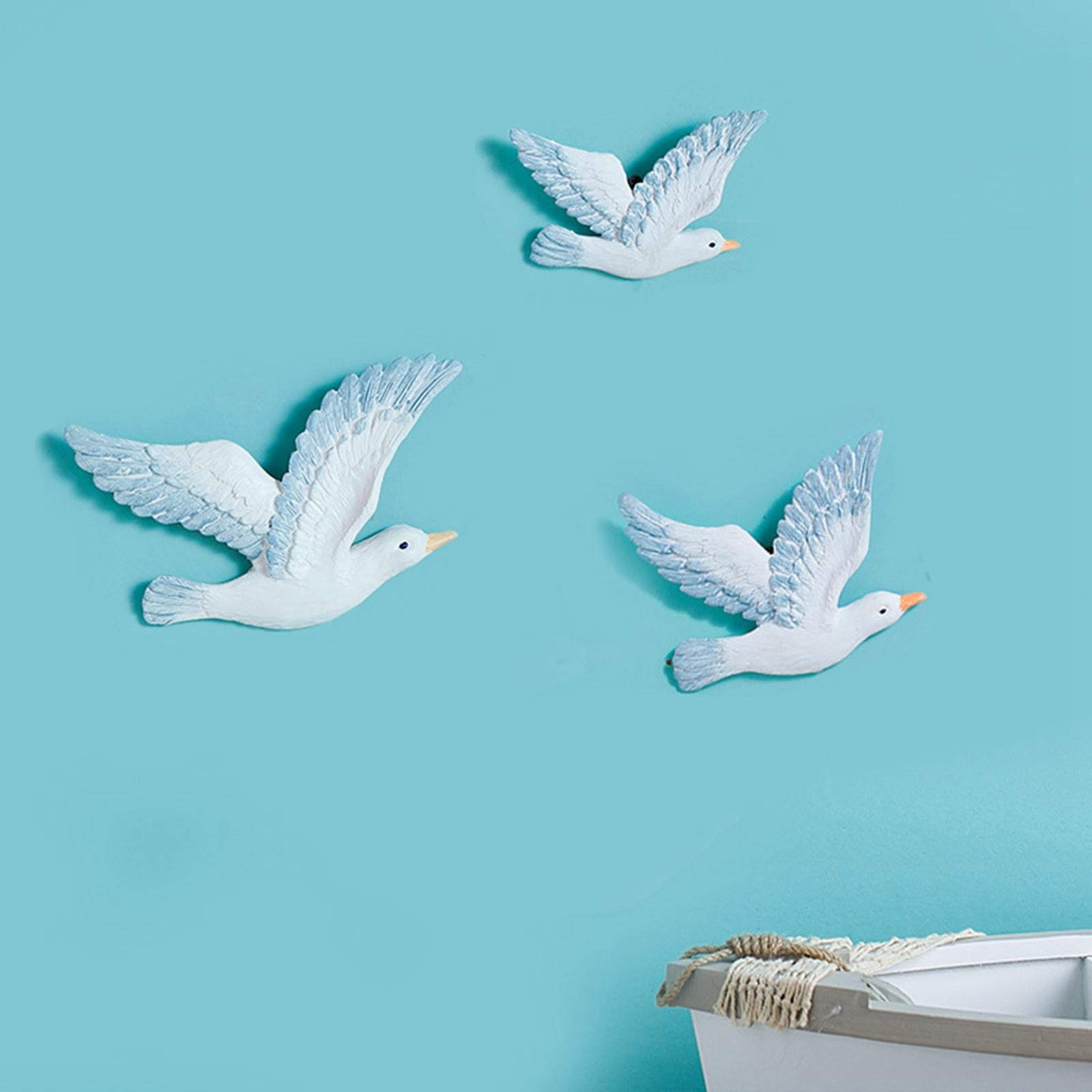 3 Pieces Seagull Wall Decor Hand Crafted 3D for Beach Livingroom Living Room