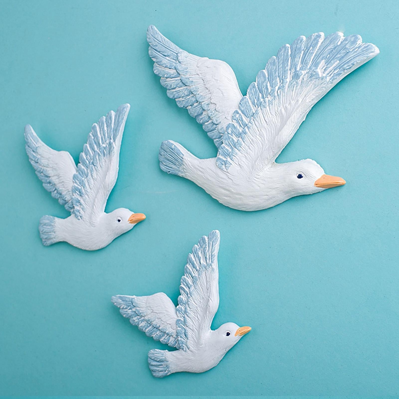 3 Pieces Seagull Wall Decor Hand Crafted 3D for Beach Livingroom Living Room