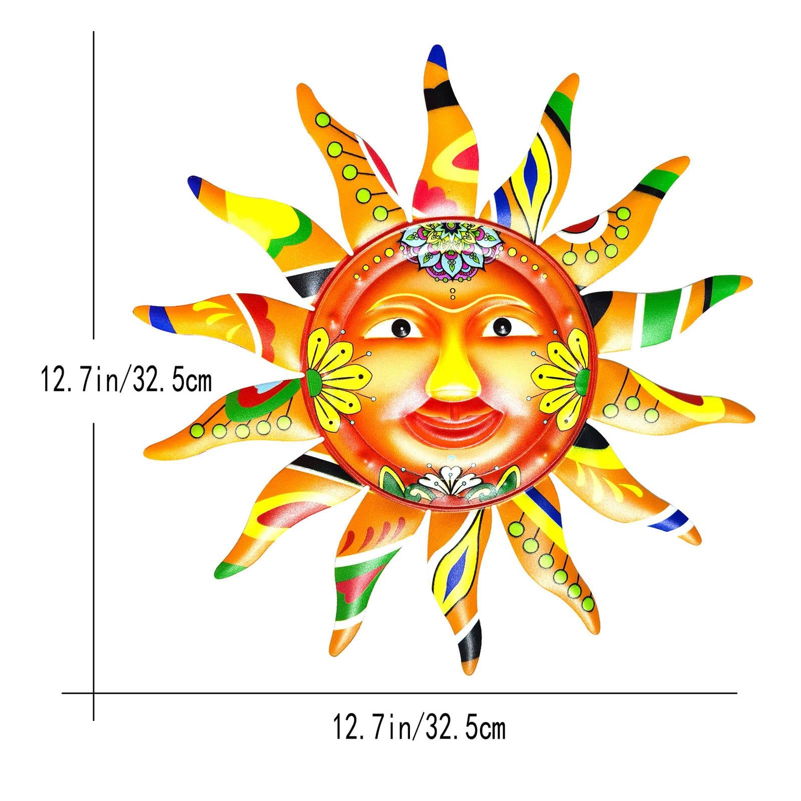 Metal Sun Wall Art 12.8 Wall Decoration for Fence Yard Outside"
