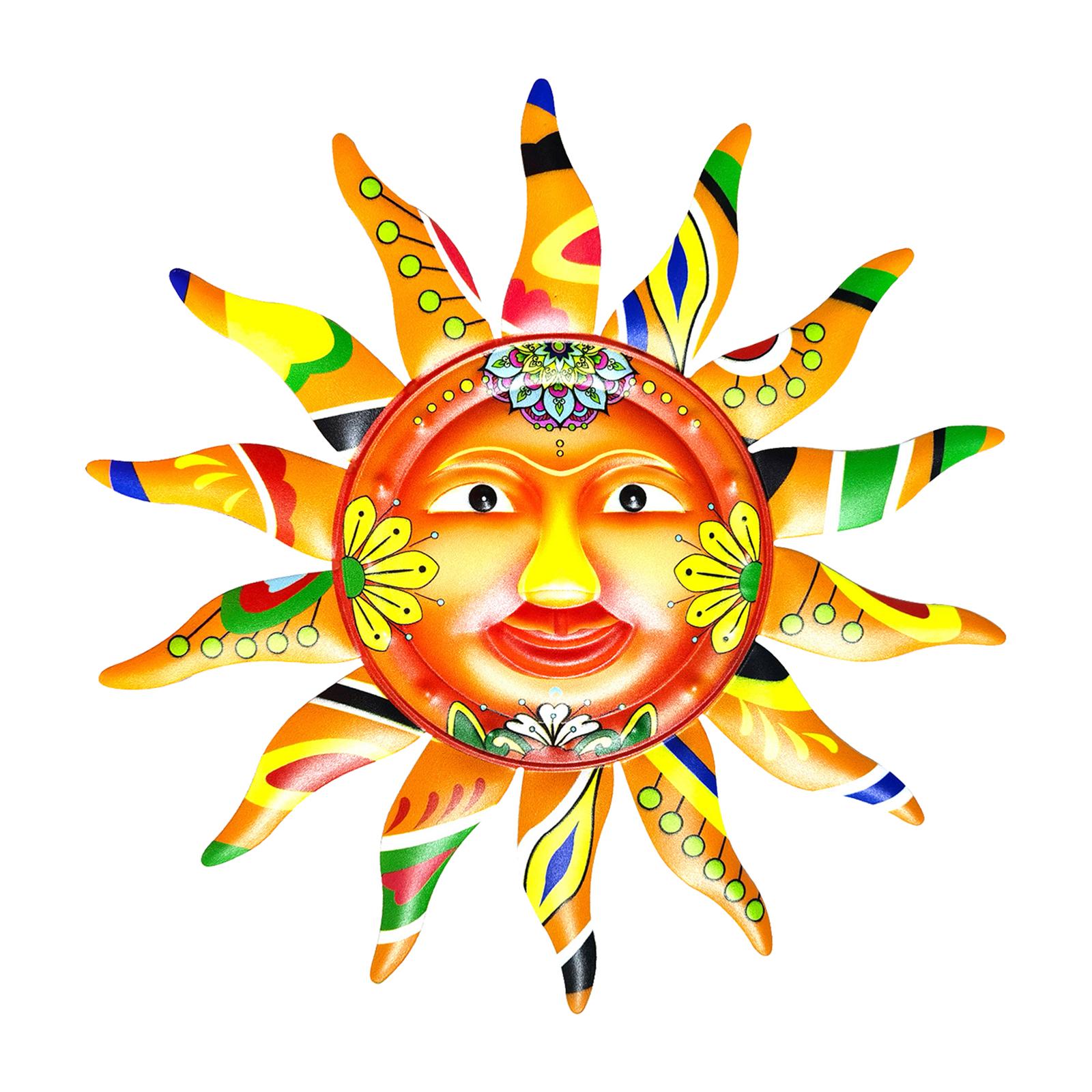 Metal Sun Wall Art 12.8 Wall Decoration for Fence Yard Outside"