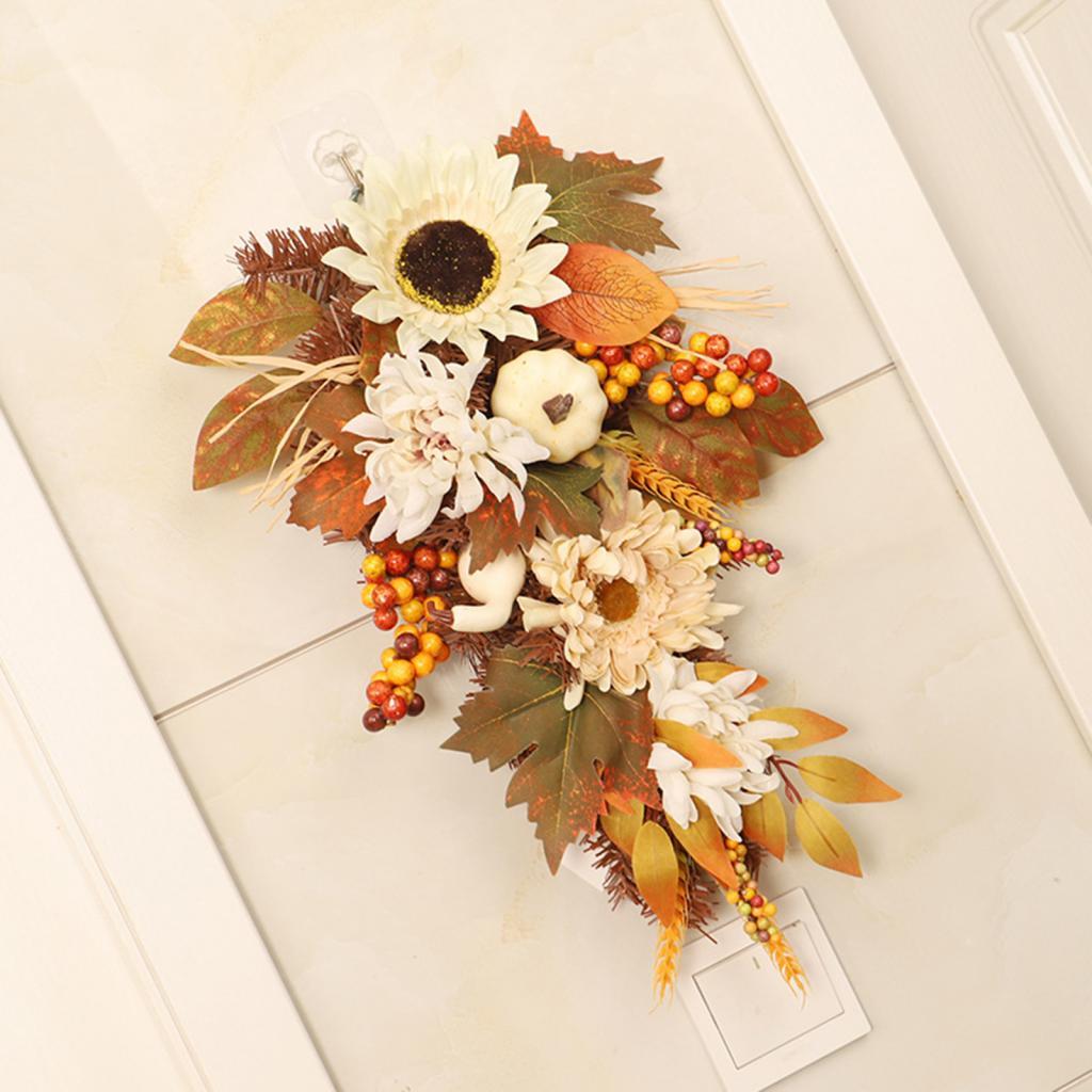 Fall Harvest Swag Window Decorations Halloween Decor Teardrop Wreath Garland