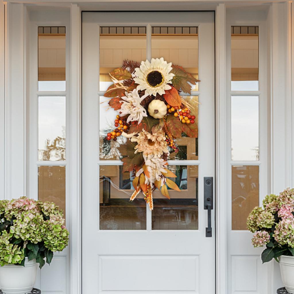 Fall Harvest Swag Window Decorations Halloween Decor Teardrop Wreath Garland
