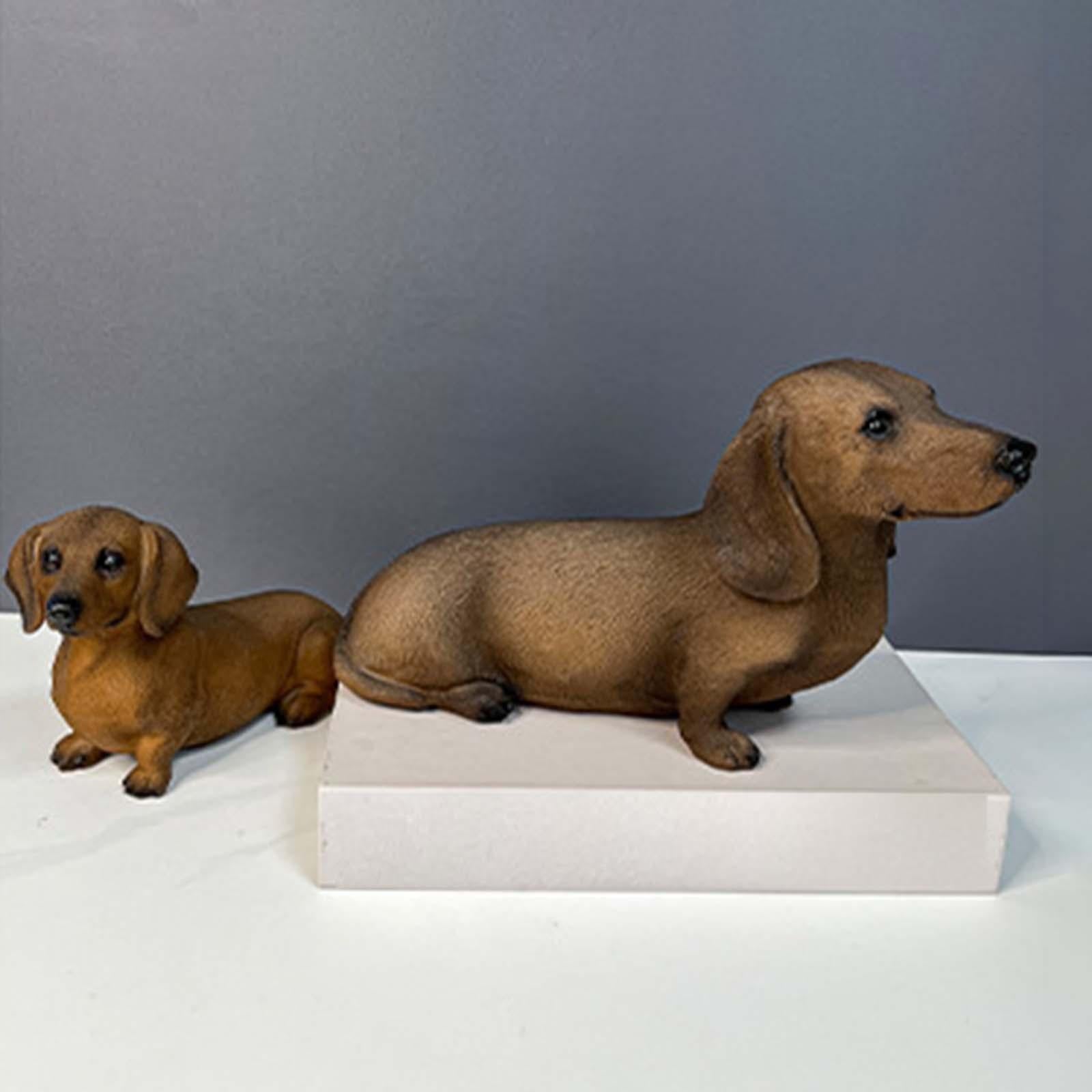 Dachshund Figurine Resin Dog Sculpture Dachshund Statue for Desktop Bookcase 24.5cmx9.5cmx15cm