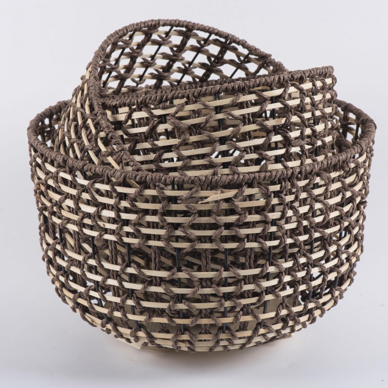 3 Pieces Woven Plant Pot Stand with Wooden Legs Convenient Assemble Handmade