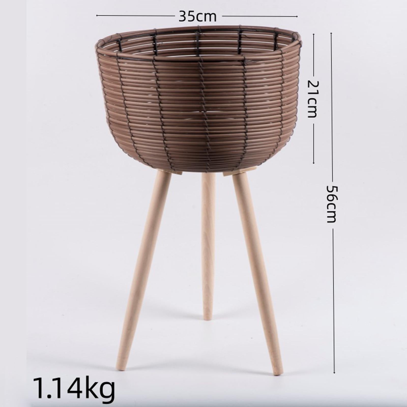 Set of 3 PP Rattan Basket Floor Planter with Standing Legs for Patio Balcony