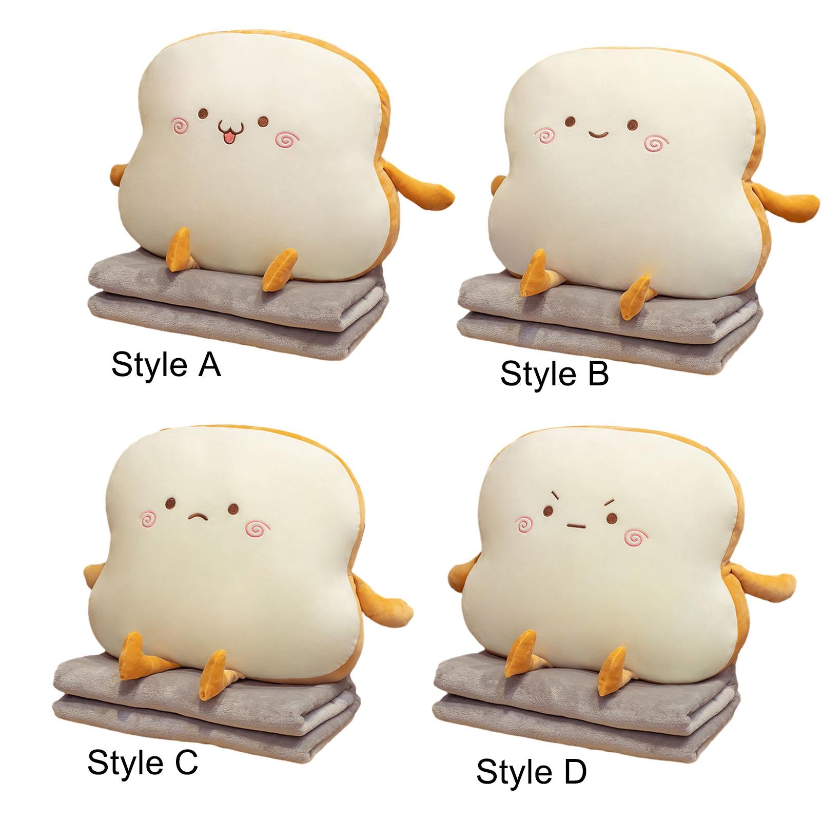 Bread Plush Pillow with Blanket Adorable Sofa Pillow for Bedroom Office Car Style A