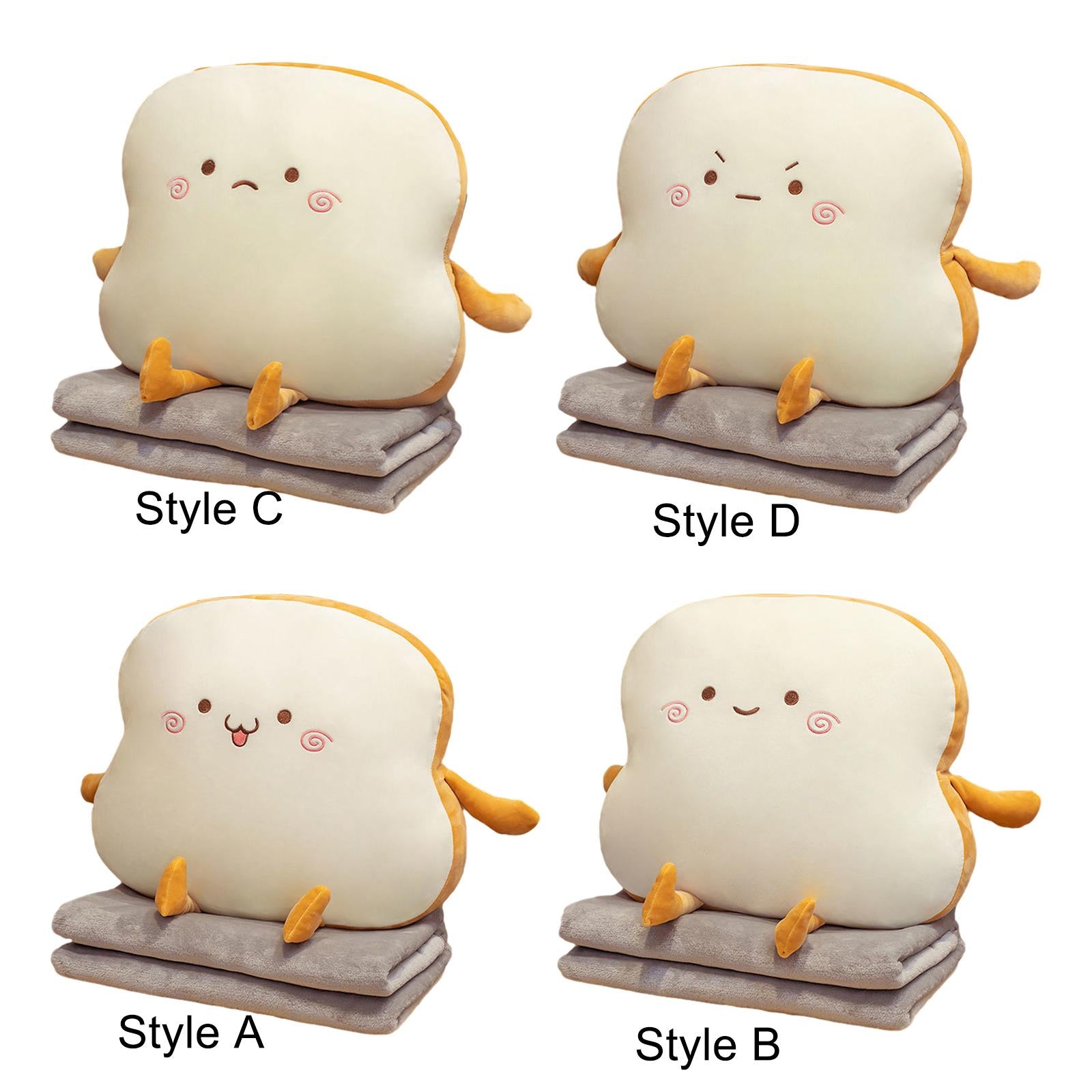 Bread Plush Pillow with Blanket Adorable Sofa Pillow for Bedroom Office Car Style A