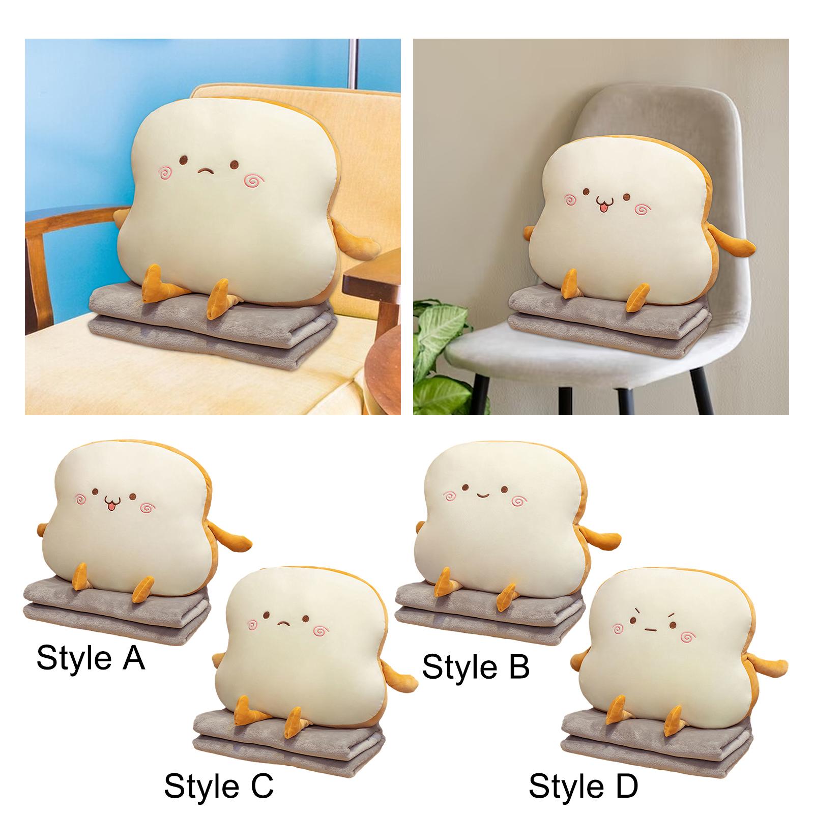 Bread Plush Pillow with Blanket Adorable Sofa Pillow for Bedroom Office Car Style A