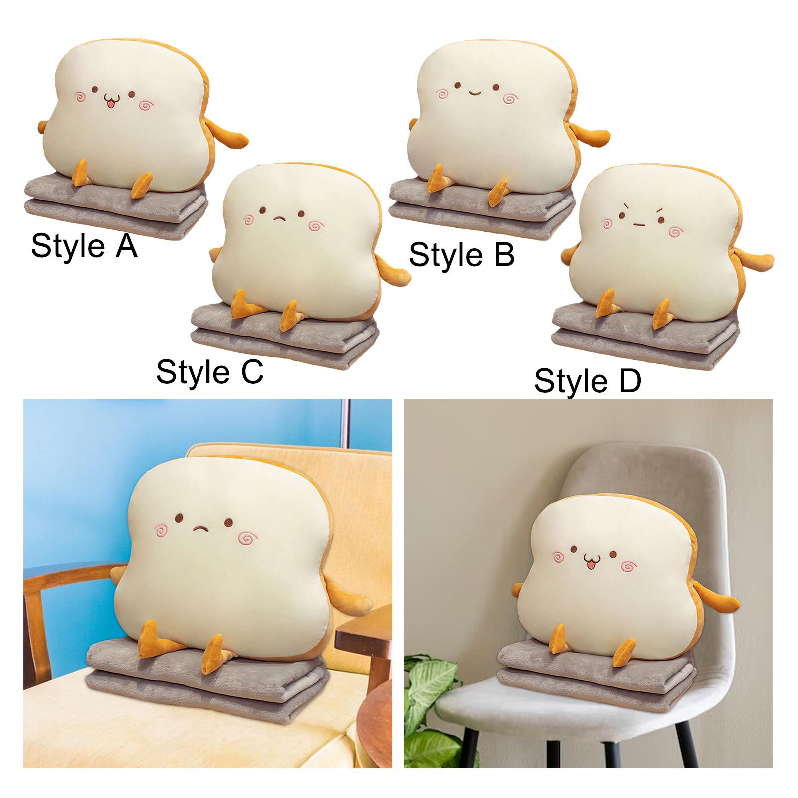 Bread Plush Pillow with Blanket Adorable Sofa Pillow for Bedroom Office Car Style A