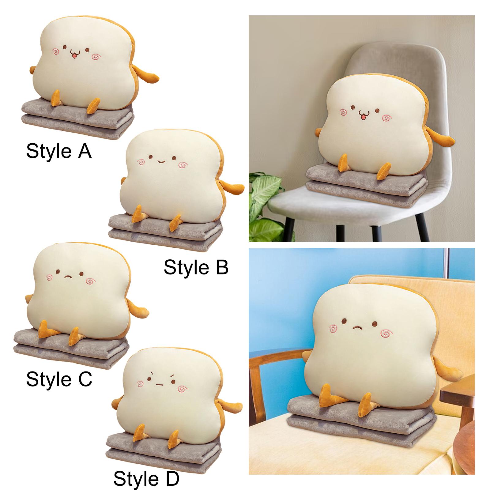 Bread Plush Pillow with Blanket Adorable Sofa Pillow for Bedroom Office Car Style A