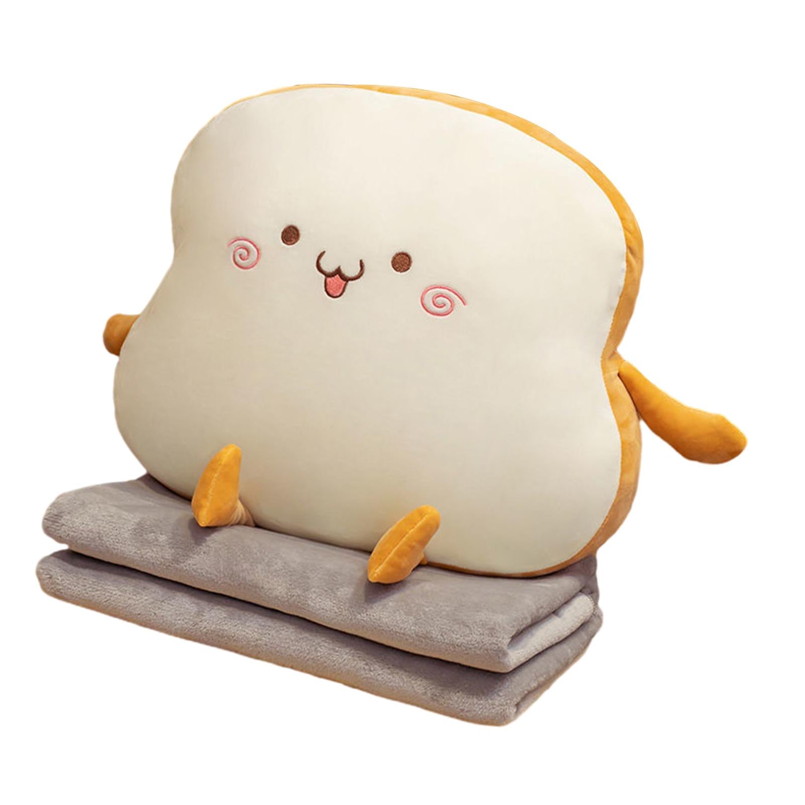 Bread Plush Pillow with Blanket Adorable Sofa Pillow for Bedroom Office Car Style A