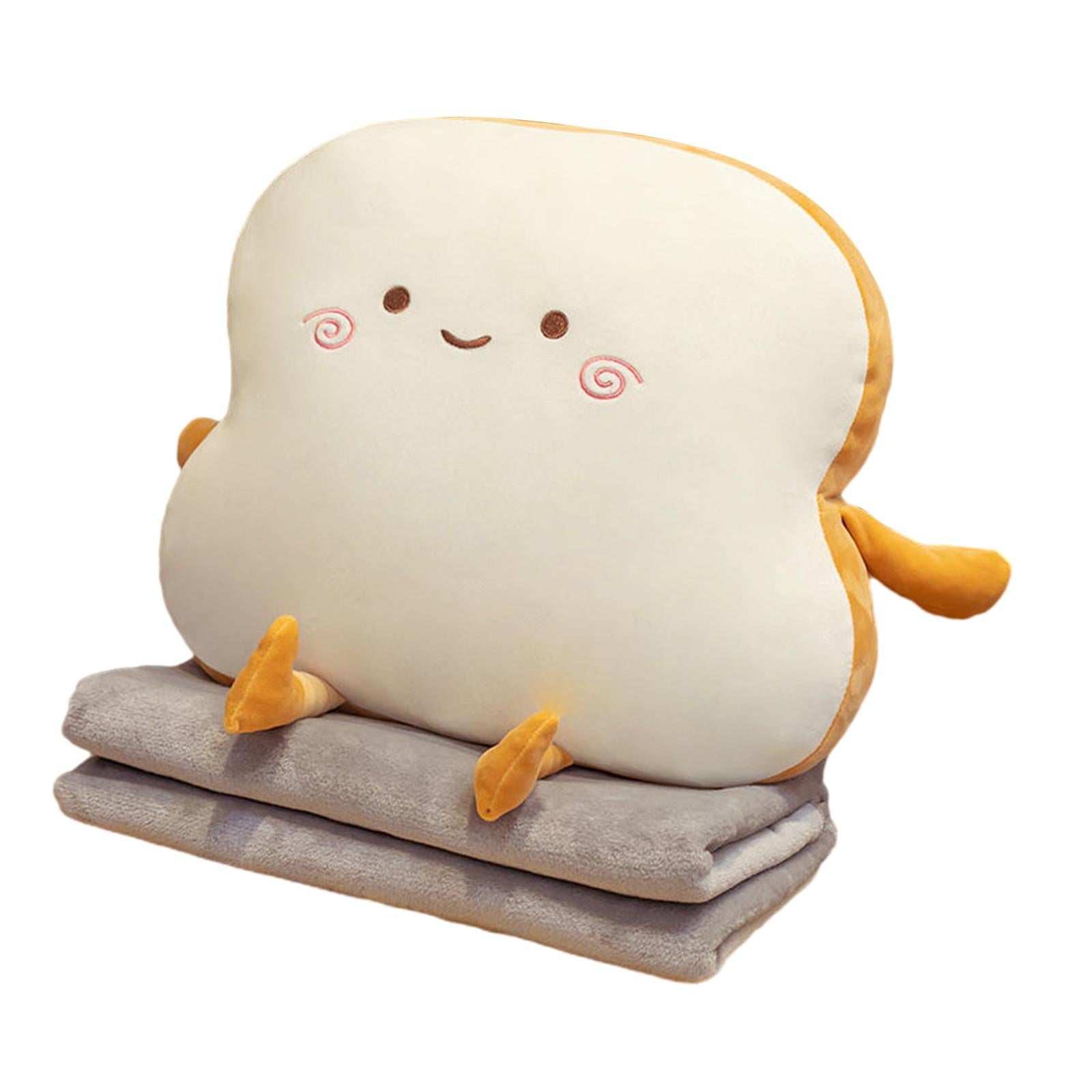 Bread Plush Pillow with Blanket Adorable Sofa Pillow for Bedroom Office Car Style B